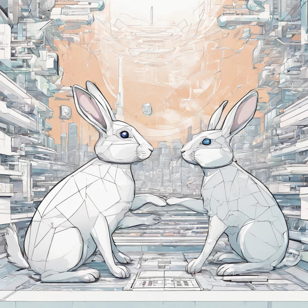 Rabbits are interacting like a list、Write down each image from the picture book.