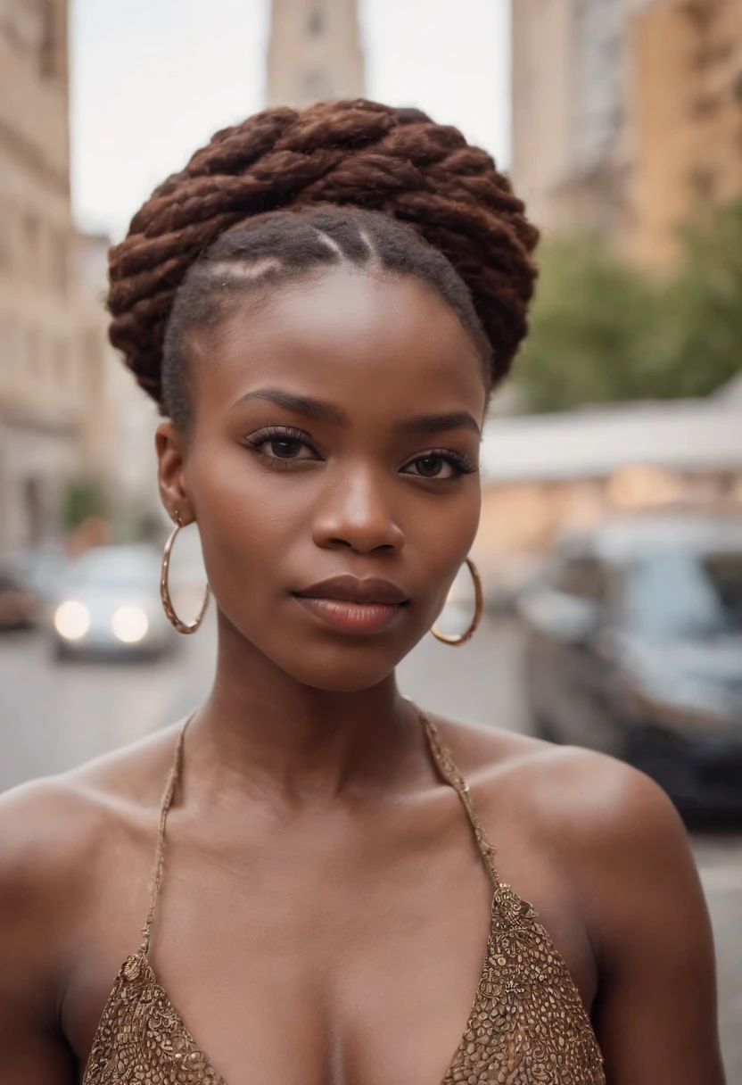 An African woman,In the city,
