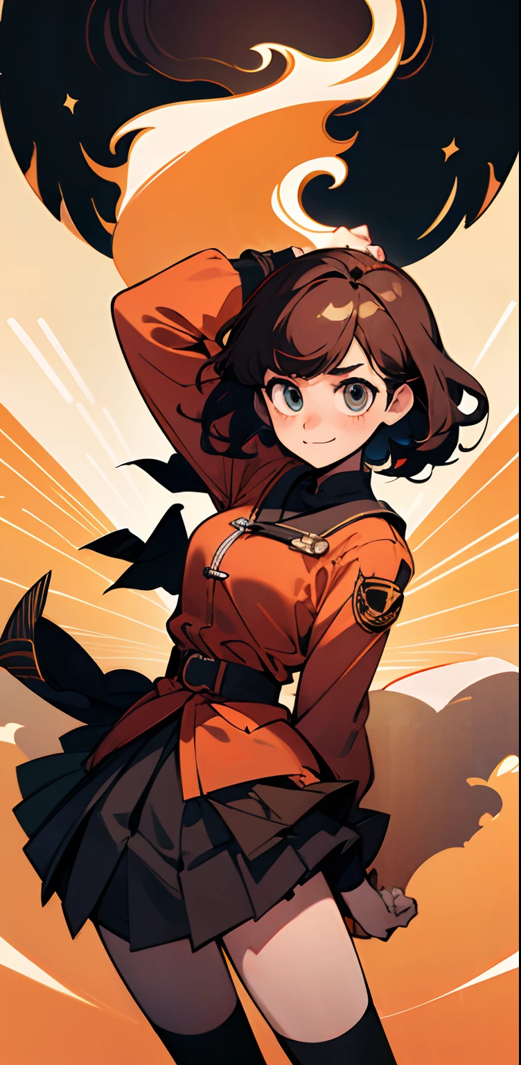 (masterpiece、superior quality、high resolution)、Kana Arima \(Oshinoko\), full of shyness、short brown hair、Bob Hair、white blush、wavy mouth、(((dramatic)))、(((brave)) )、(((vehemently))))The film poster appears as the central character。She is happy in the center of the poster、Wearing an idol costume of black white gold colors、smiling。The background is dark and rough、I feel as if drunk。Text is bold and eye-catching、Catchy slogans add to the overall drama and excitement。Color palette is dominated by dark colors.、Bright dotted colors、Make your poster dynamic and visually impactful、Tachi- e( Magazine: 1.3) majestic、Curled、Surroundings、Touch、Scene、Text、Copper、Bold、attention-grabbing、Titles、fashion、font、Captivating、Titles、large、attention-grabbing、modern、trendy、concentration、elegant、1 girl in、 a miniskirt