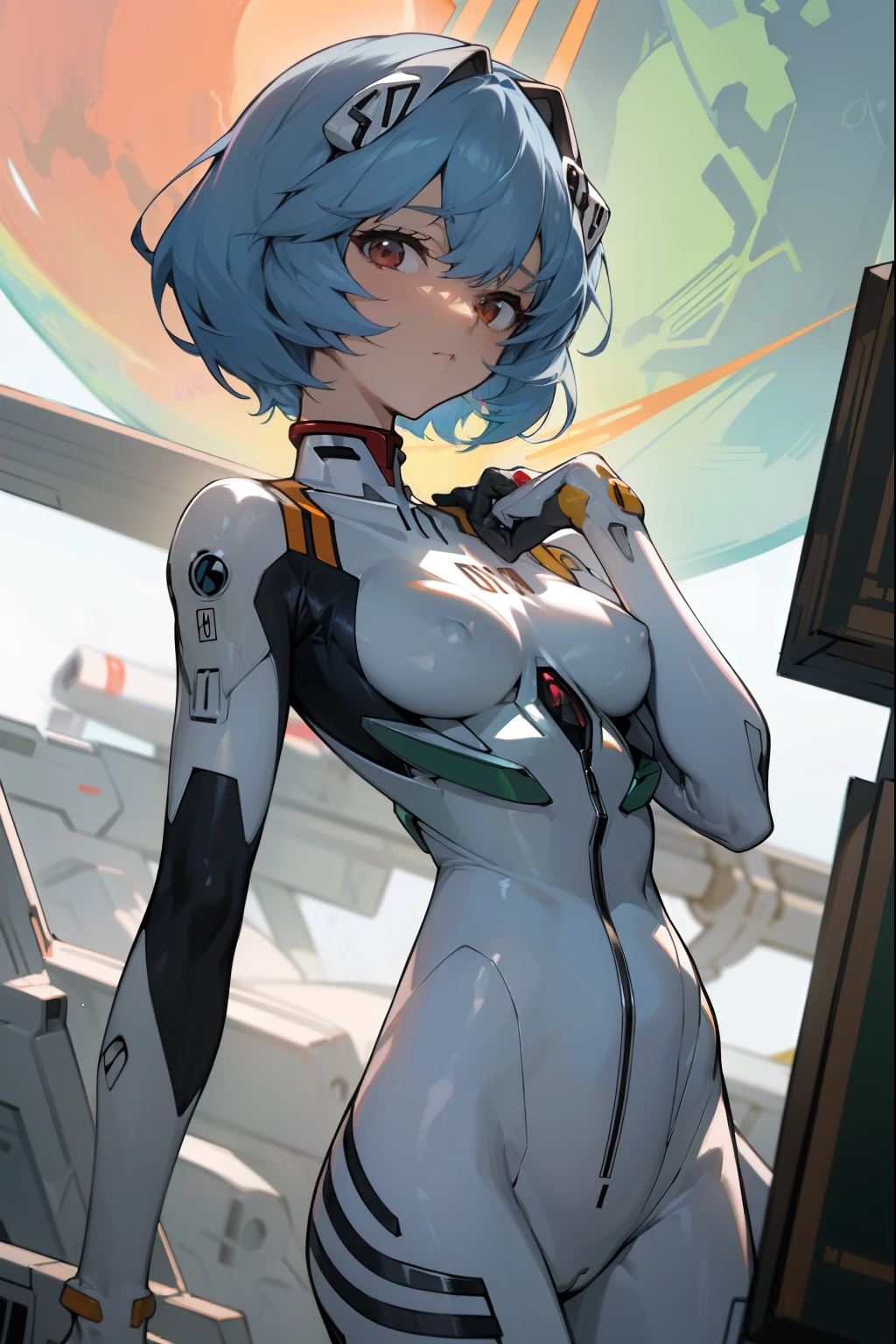 Reiayanami, Rei Ayanami, cabelos azuis, cabelos longos, (olhos vermelhos:1.5), Bodysuit quebrar, kalap, Plugsuit, bodysuit branco, quebrar ao ar livre, cidade, quebrar olhando para o espectador, quebrar (master part:1.2), best quality, high resolution, Unity 8k papel de parede, (illustration:0.8), (belos olhos detalhados:1.6), Rosto extremamente detalhado, perfect lighting, CG extremamente detalhado, (perfect hands, anatomia perfeita),