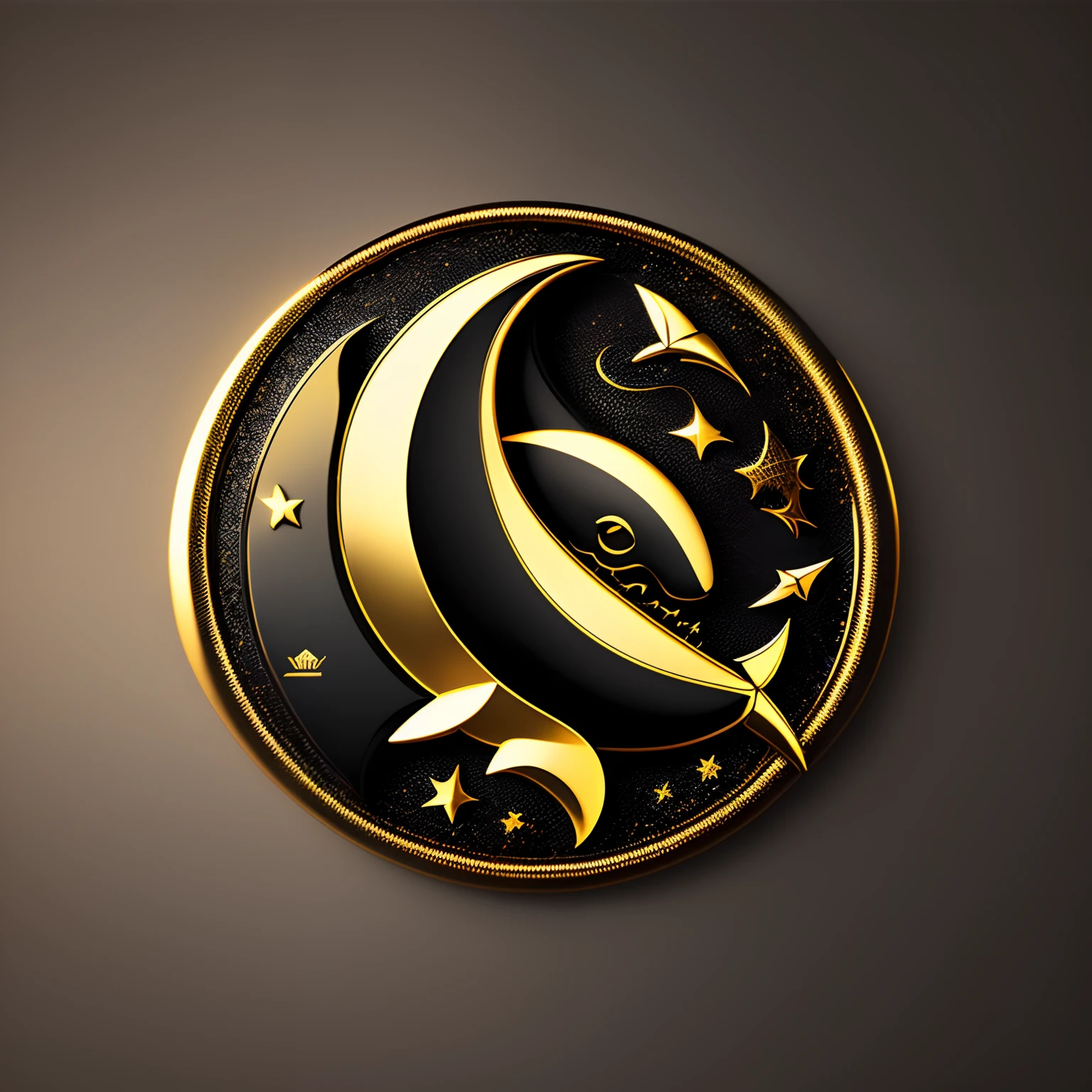 hight resolution、hightquality、ultra-detailliert、8k wallpaper、Logo with a single shark motif、a cool、Gold and black background、Be loved、Familiarity
