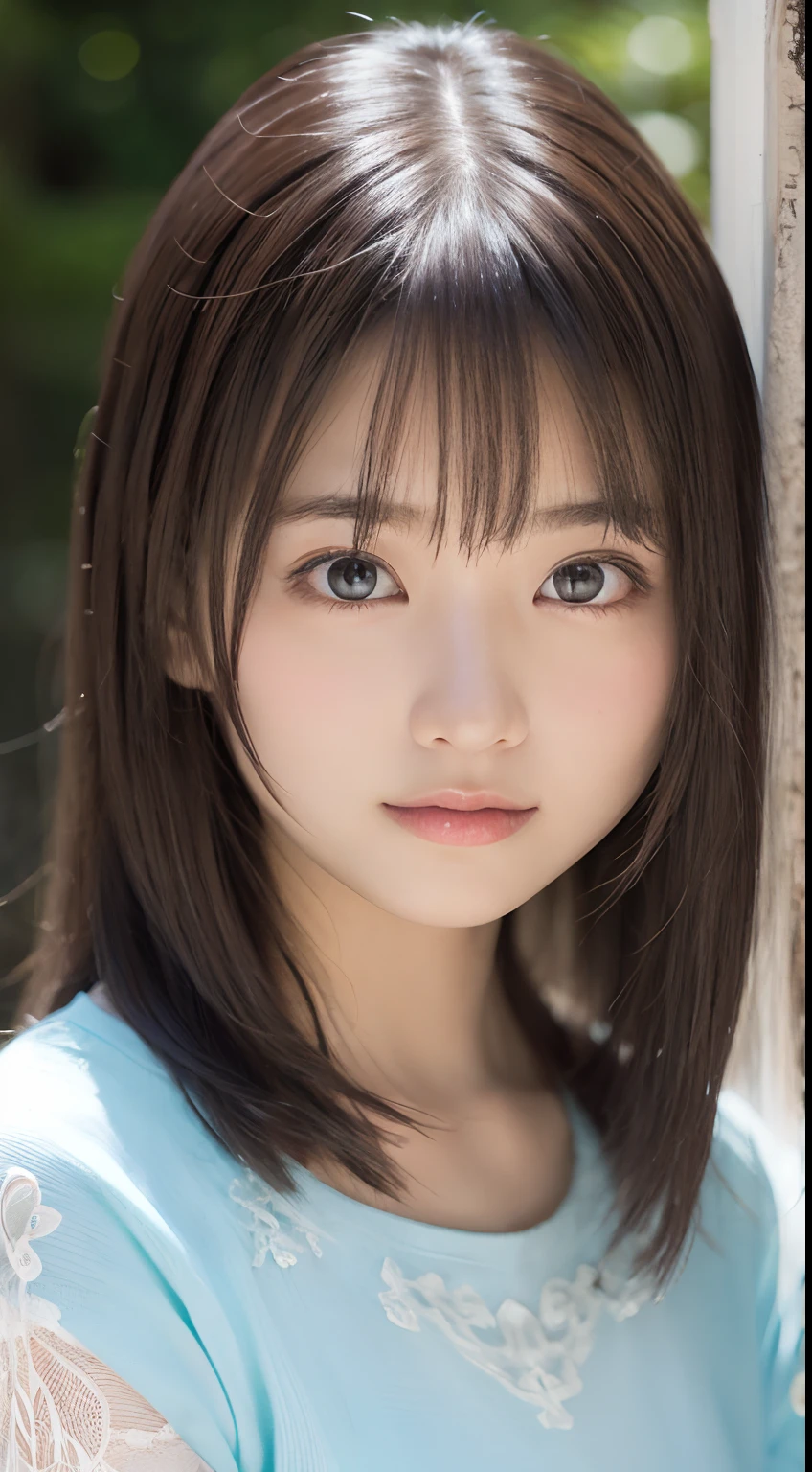 (Happy expression on face:1.26)、Raw photography、(((Ultimate Beauty Full Body Shooting)))、((glistning skin))、女の子1人、17-year-old beautiful girl in Prague、bright expression、((brown haired))、Lace dress、bending forward、big breasts thin waist、skinny thigh、Lush bust、Close one eye to the viewer、Short sleeve、((Big eyes that shine like jewels))、Glossy glossy skin、(Medium Hair:1.2)、No makeup、Beautiful bangs、Hair between the eyes、((​masterpiece、top-quality、ultra-detailliert、Film Light、intricate-detail、hight resolution、ighly detailed))、细致背景、8KUHD、Digital SLR、Soft light、hightquality、Film grain、FujifilmXT3 、Shallow depth of field、natural soft light、Kamimei、