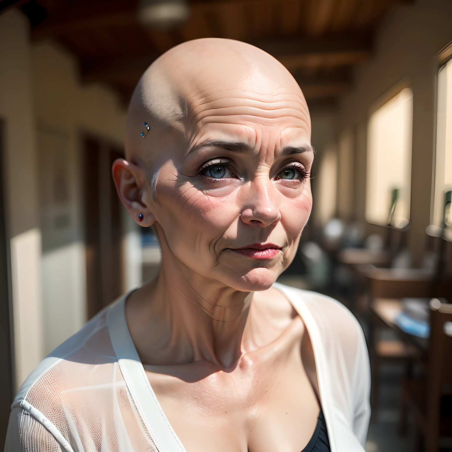 bald woman, 60 years old, full of wrinkles --auto