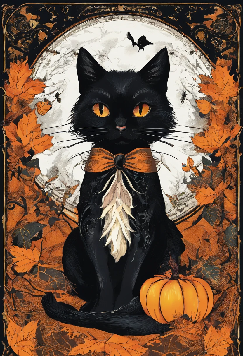 Cat Halloween Party,(Black cat),Mofumofu,tshirt design