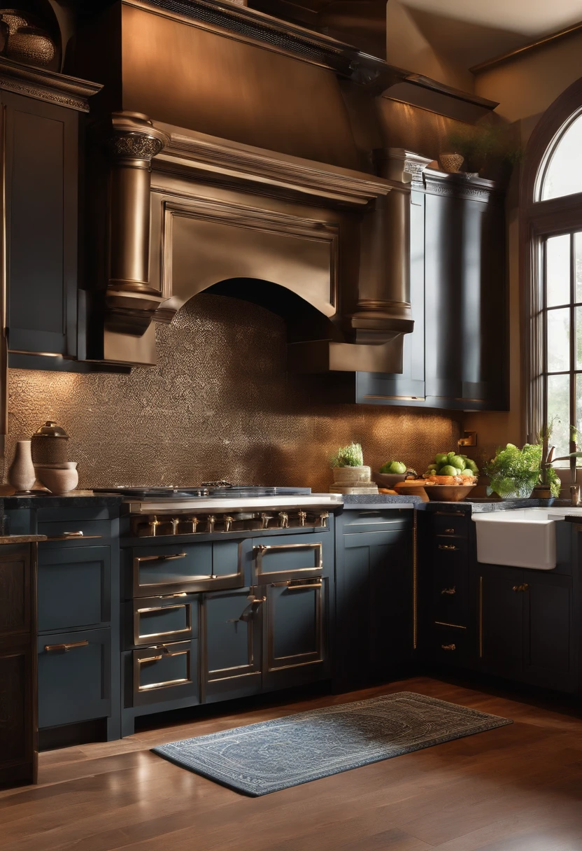 Bronze stainless steel appliances with  Sink Basins & Faucets