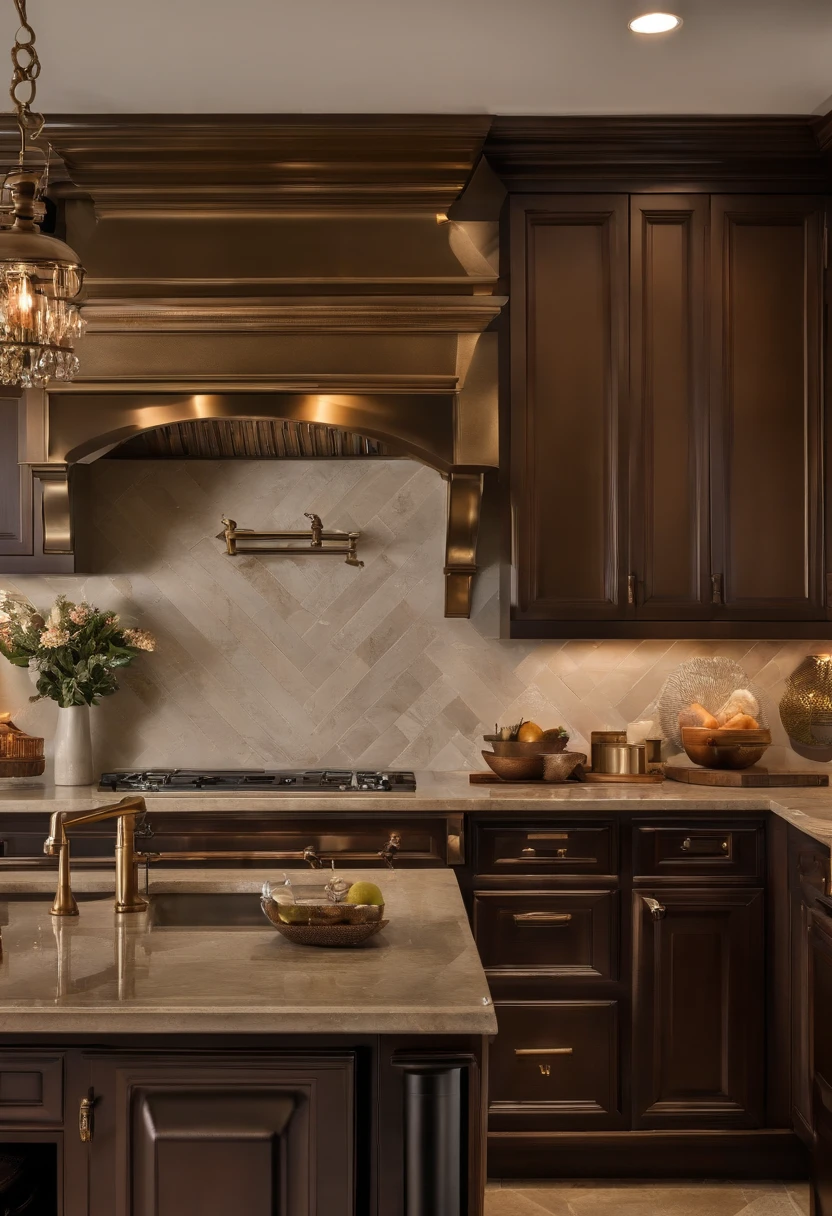 Bronze stainless steel appliances with Sink Basins & Faucets