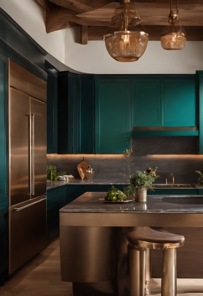 Bronze stainless steel appliances with Sink Basins & Faucets