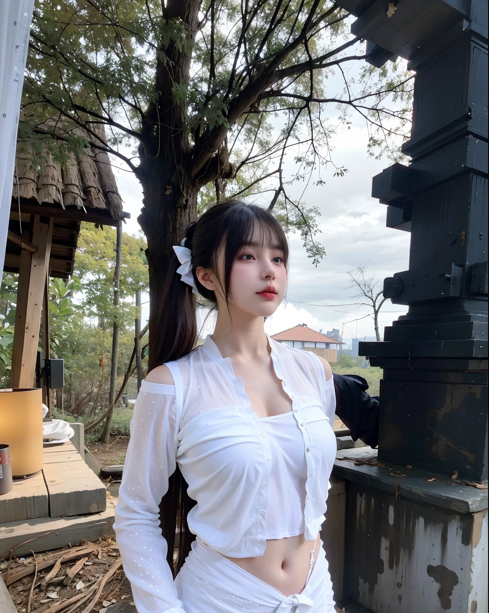 (8k, RAW photo, best quality, masterpiece:1.2), yjnn, 1girl, 3d, asian, bangs, bare_shoulders, bow, bra, breasts, brown_eyes, brown_hair, cleavage, grey_background, lips, long_hair, long_sleeves, looking_at_viewer, medium_breasts, navel, nose, off_shoulder, open_clothes, open_shirt, panties, realistic, shirt, solo, stomach, underwear, undressing, upper_body, white_bra, white_panties, white_shirt,Shiny skin, beautiful delicate face, beautiful delicate eyes ,(realistic, photo realistic:1),Lie down on the bed