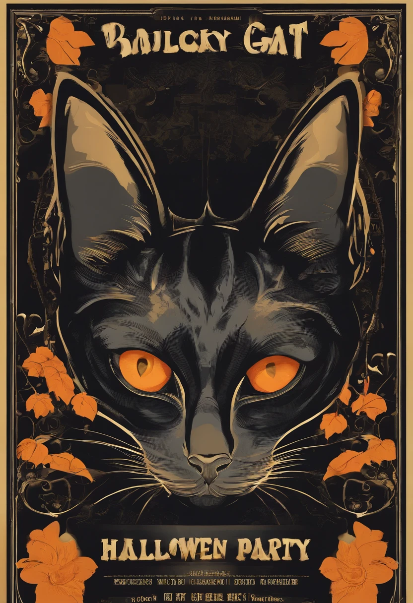 Black Cat Halloween Party,Mofumofu,tshirt design