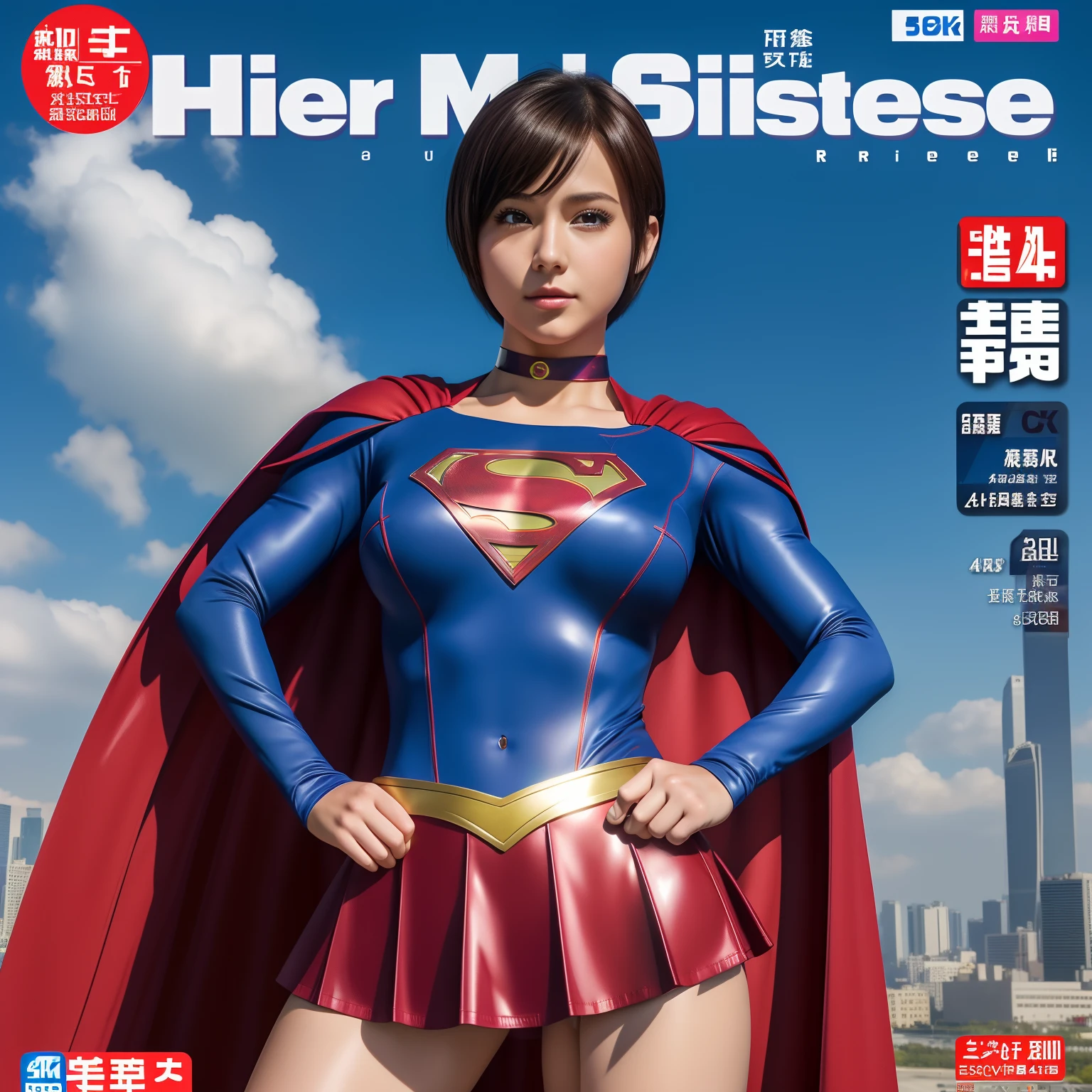 (Best Quality,4K,8K,hight resolution,masutepiece:1.2),Ultra-detailed,Realistic:1.37,Super masterpiece,Short-haired Supergirl crawling into bed、large full breasts、Looking at the camera、Glossy costume、a choker、bare-legged、s ass、Weekly magazine cover、Sexy poses