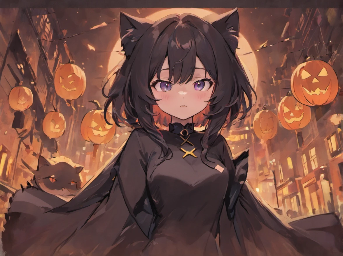 Black Cat Halloween Party,Mofumofu,tshirt design