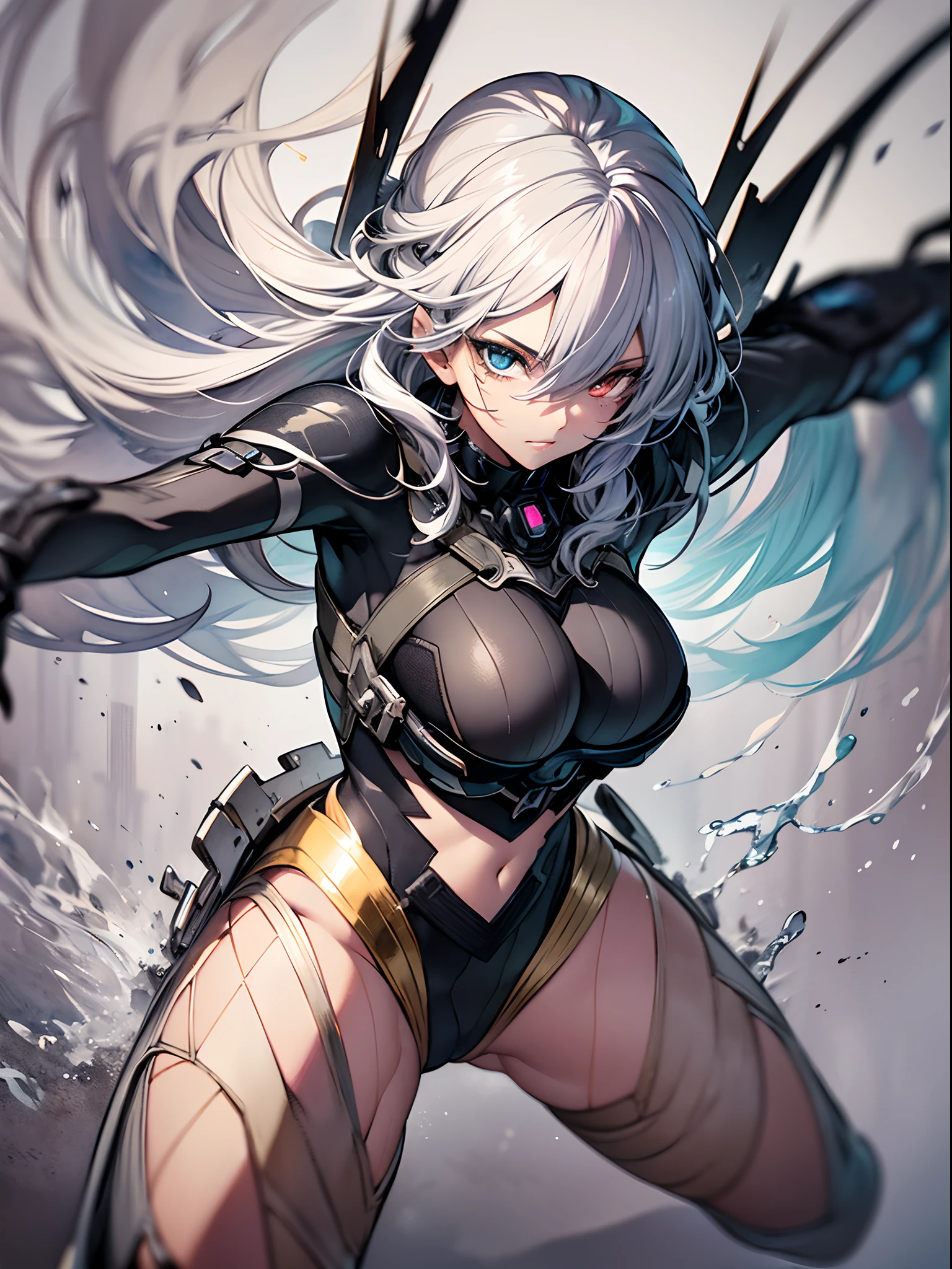 Comics style, Beautiful, Various full-body attack poses and immersive effects, Hover effect, Brightly colored graphite style background "HDR Ultra" detailed and with focus effect, (masutepiece: 1.2, Best Quality), (finely detailed beautiful eye: 1.2), ((Beautuful Women)), (finely detailed eyes and detailed face:1.3), (beautiful and clear background:1.2), (extremely details CG, Ultra-detailed, Best Shadow:1.1),((Depth of field and blur)), ((watercolor paiting)), beautiful conceptual illustration , (White background:0.5), (Very thin and beautiful: 1.1), (perfect detail: 1.1) Doodle style background, digitial illustration, Perfect Anatomy, Center, Dynamic, Highly detailed, Watercolor painting, art stations, concept-art, Heterochromia, Sharp Focus, Art by Kim Hyun-tae, Full body shot, character sheets, Lightning Wave, beautiful anime watercolors, graffiti paint, Fine detail, full of colour, intricate detailes, Proportions illustration,rubbersuit, huge tit,fist