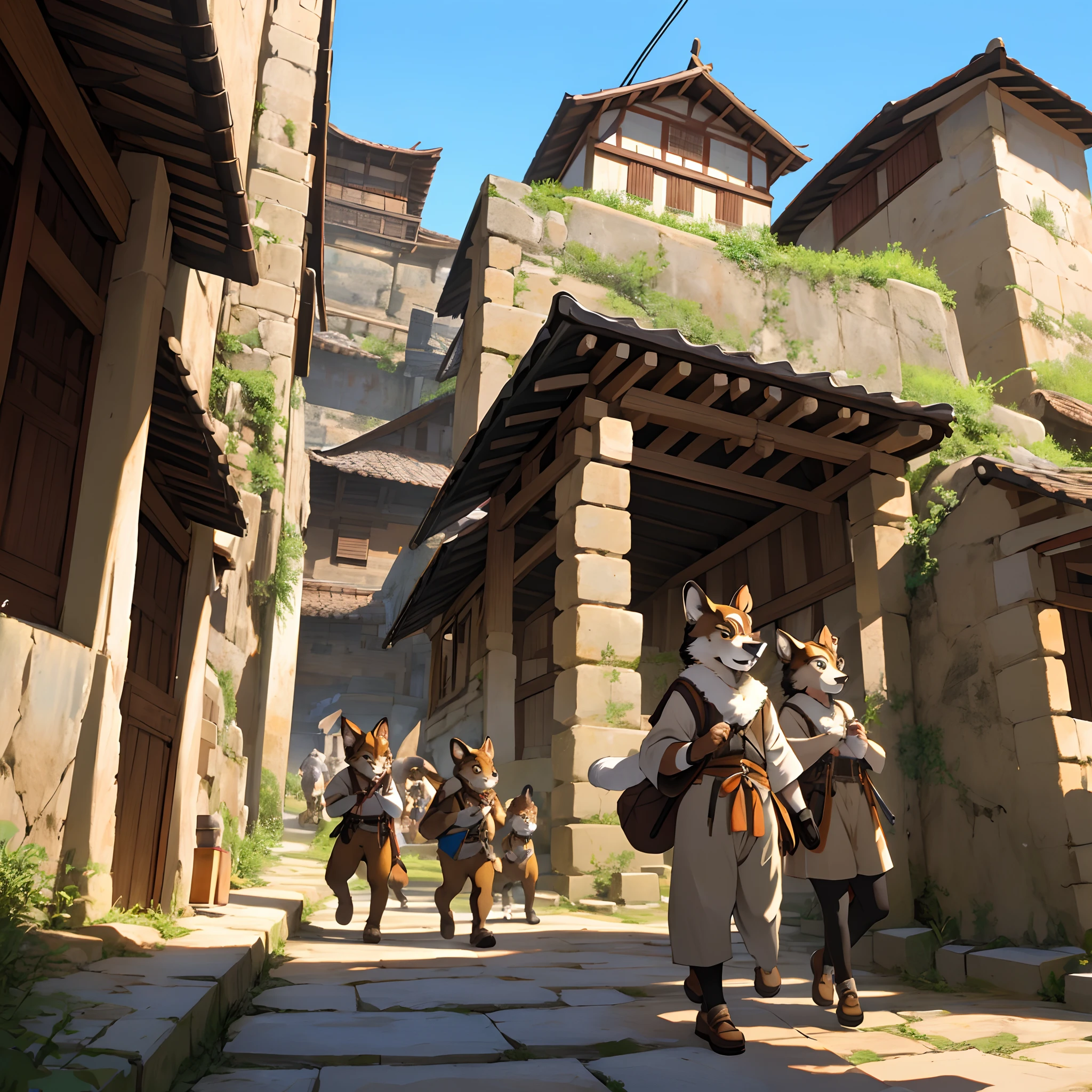 super high resolution, detailed background, World Heritage Site, 6+boys, 6+girls, Happy, joyful, absurdres(Photos of solo travelers)(kemono, furry anthro),