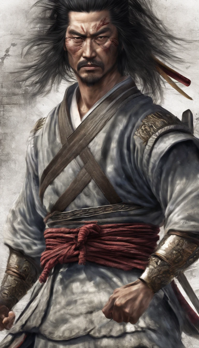 samurai musculoso fighing with katana (no nsfw)