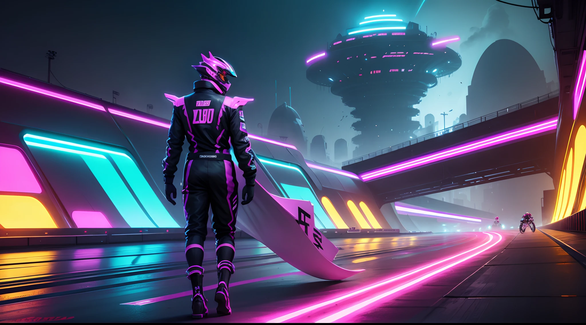 Neon race track futuristic concept art