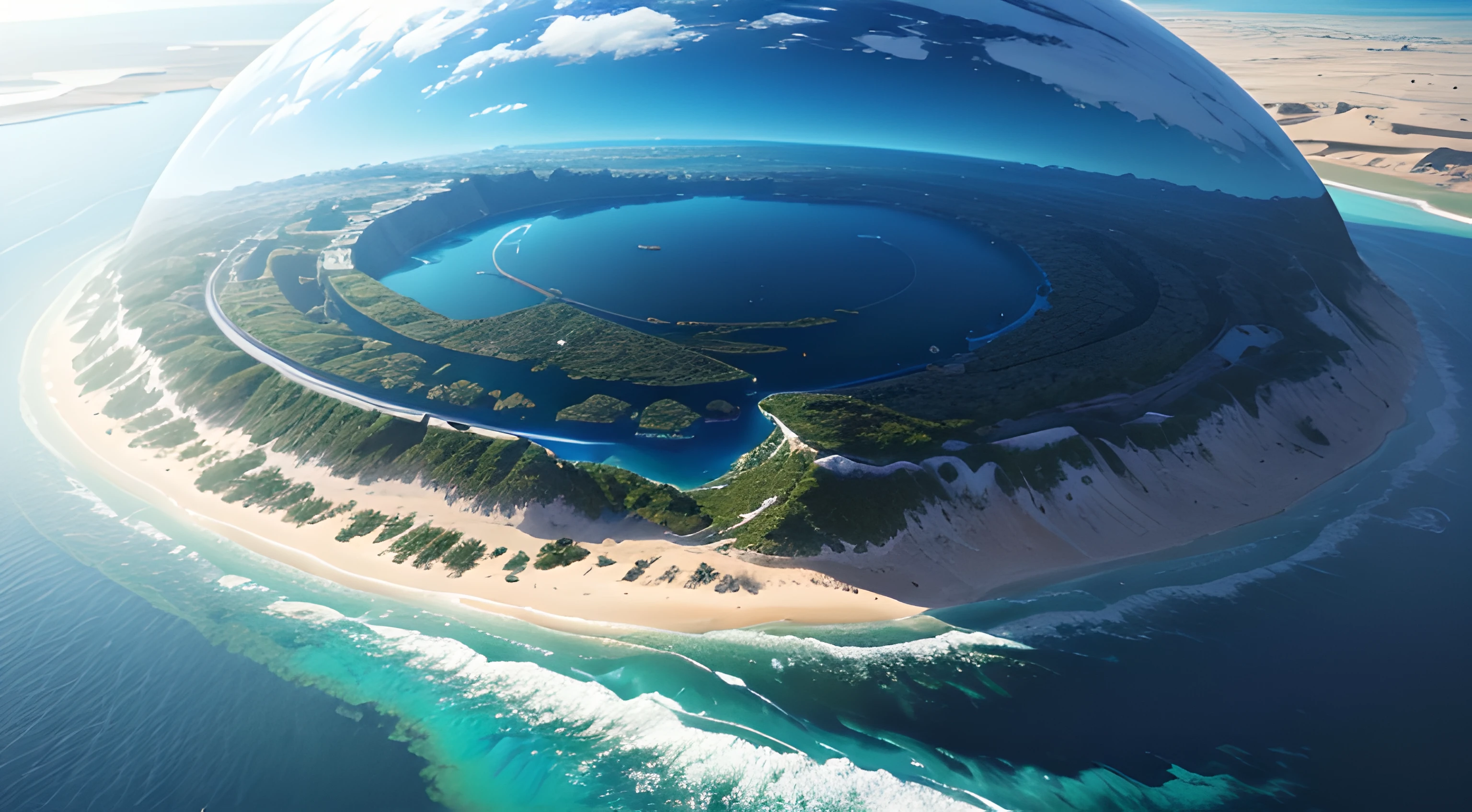 (best quality,4k,8k,highres,masterpiece:1.2),ultra-detailed,(realistic,photorealistic,photo-realistic:1.37),blue planet,magnificent view,endless oasis,meandering rivers,vivid colors,serene lighting