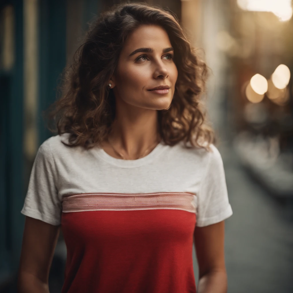 A hot girl wearing a red tshirt