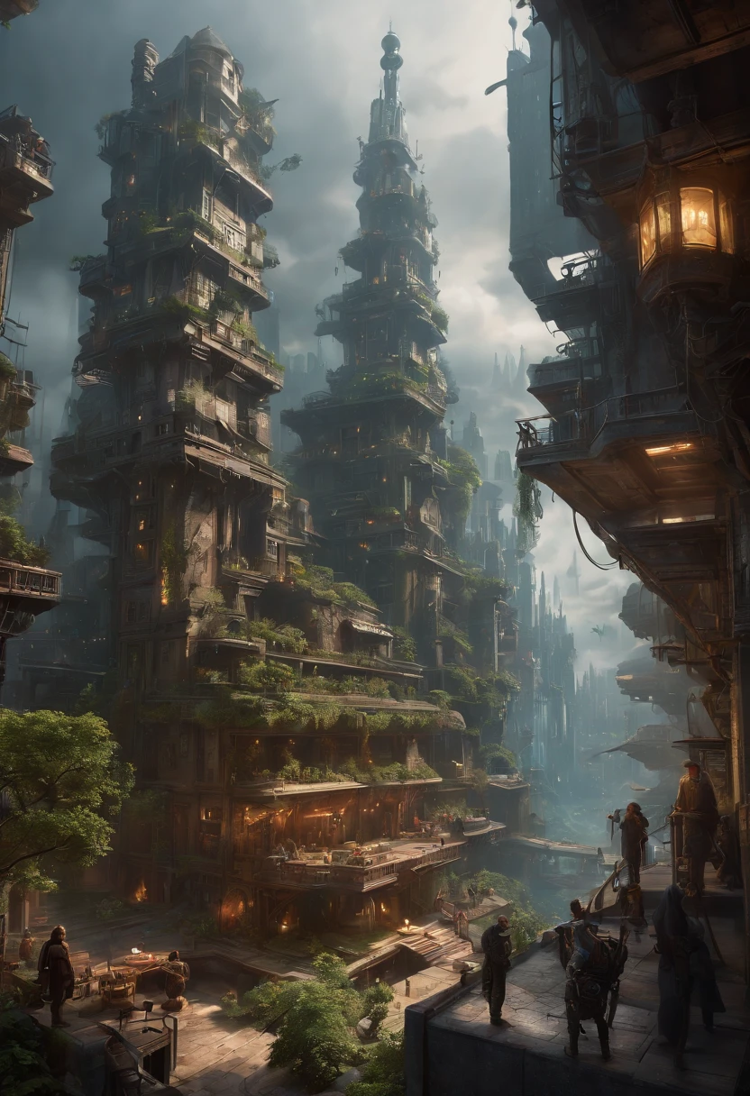 Fantasy Art, ultra wide-shot, Painting, Detailed , deviantart, contest winner, Concept art, , tim hildebrandt, Fantasy, ((((cyberpunk City)))) , , Night time , , fantastic realism, art stations ,, Style of Adrianus Eversen ,Not aesthetic architecture, Movie Still,Greg Rutkowski, Creates a landscape reminiscent of an Inception movie, A place where reality becomes a labyrinth of changing architecture and gravity-defying landscapes. Embrace the surreal and mind-bending nature of the concept, Create a scene that challenges perception. Using intricate details and dynamic design、Immerse the viewer in a world where the laws of physics are rewritten. Depicts the sense of awe and disorientation evoked by the Inception film.Minced meat