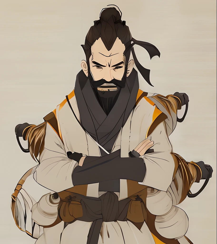 a close up of a person with a beard and a robe, sage ( valorant ), samurai jedi, concept art of a monk, samurai man vagabond, inspired by Kanō Hōgai, mushoku tensei, afro samurai anime style, afro samurai animes style, official character art, hideaki anno anime, steve jobs as hokage