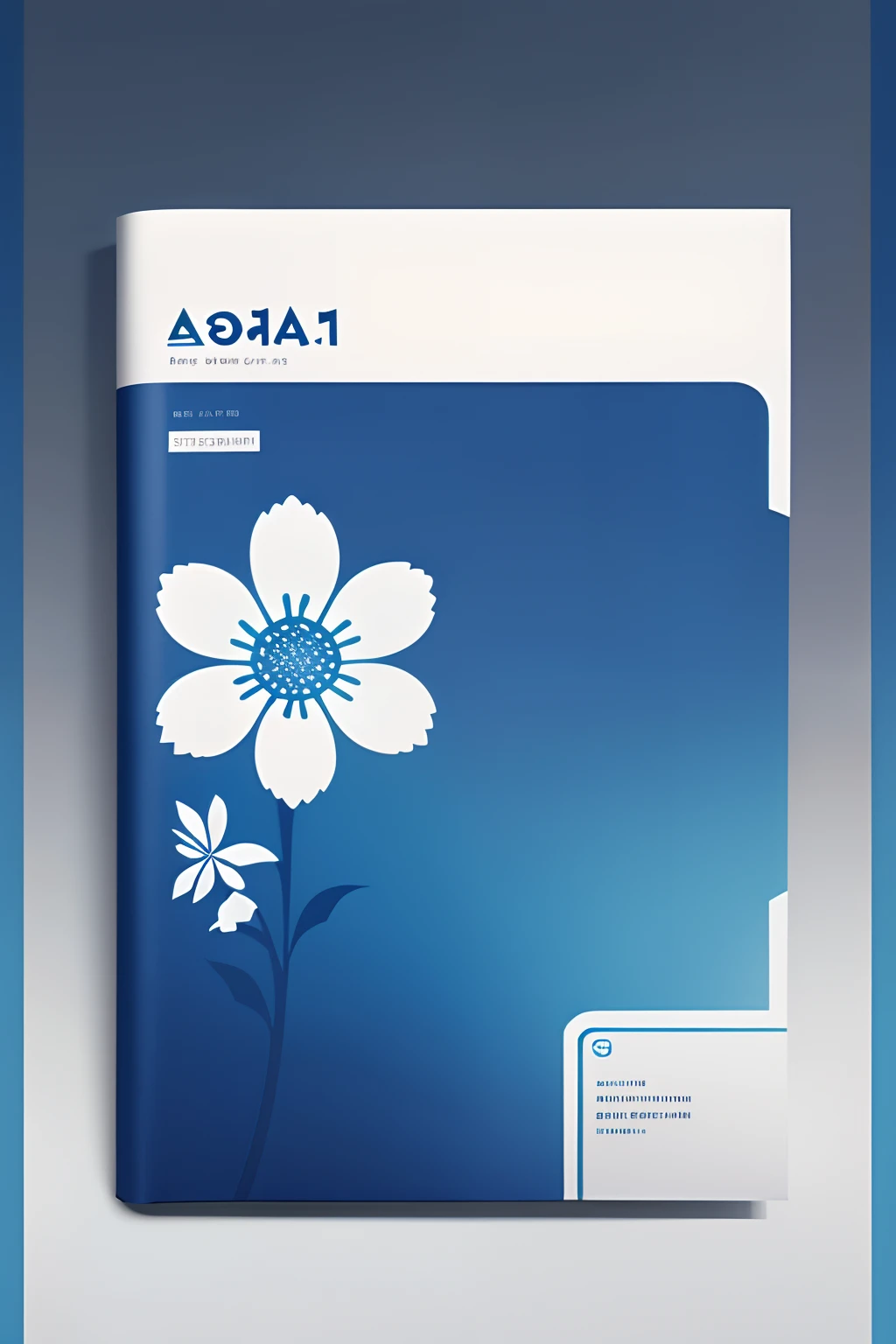 A 4A paper textbook cover、There is a cover、There are flowers on the page with a bit of e-commerce type style、There is a place where copywriting is available、Illustration minimalist style、Background blue gradient、morden style