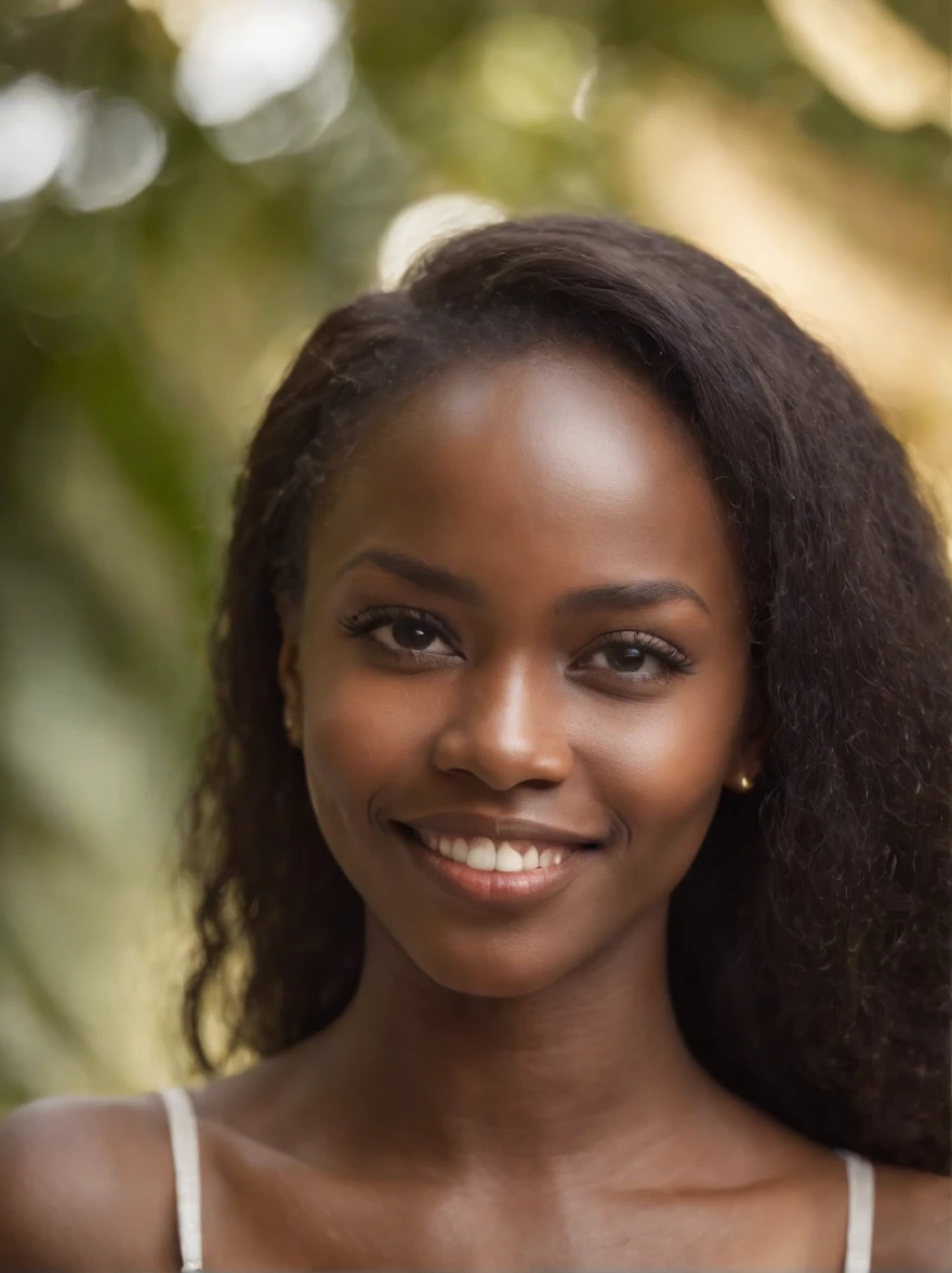 photo of 25 year old black woman in river, smiling, long hair, purple bikini, 8k, Ultra-HD. heads perfect, eyes lined up, hands and fingers adjusted, Photo taken with a Sony a7 III camera with a Sony FE 50mm lens, f/5.8 G OSS, set to an aperture of f/11, shutter speed of 1/400s, and an ISO of 400. The focus mode was continuous, with image stabilization on and white balance set to auto. The metering mode used was multisegment and the exposure compensation was 0 without flash. The angle used was full body, with composition following the rule of thirds and blurred background. Depth of field was wide and no tripod was used. The file format is RAW.