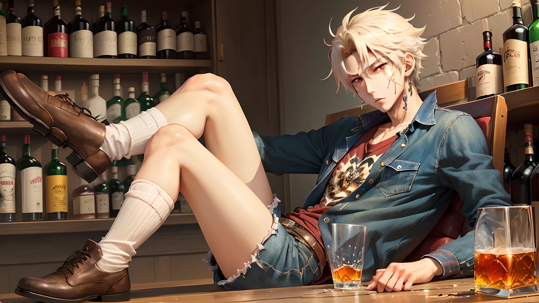 Al Alcohol Addict Man Anime Style Alcohol Whiskey 1 Person Bad Junk White Anime