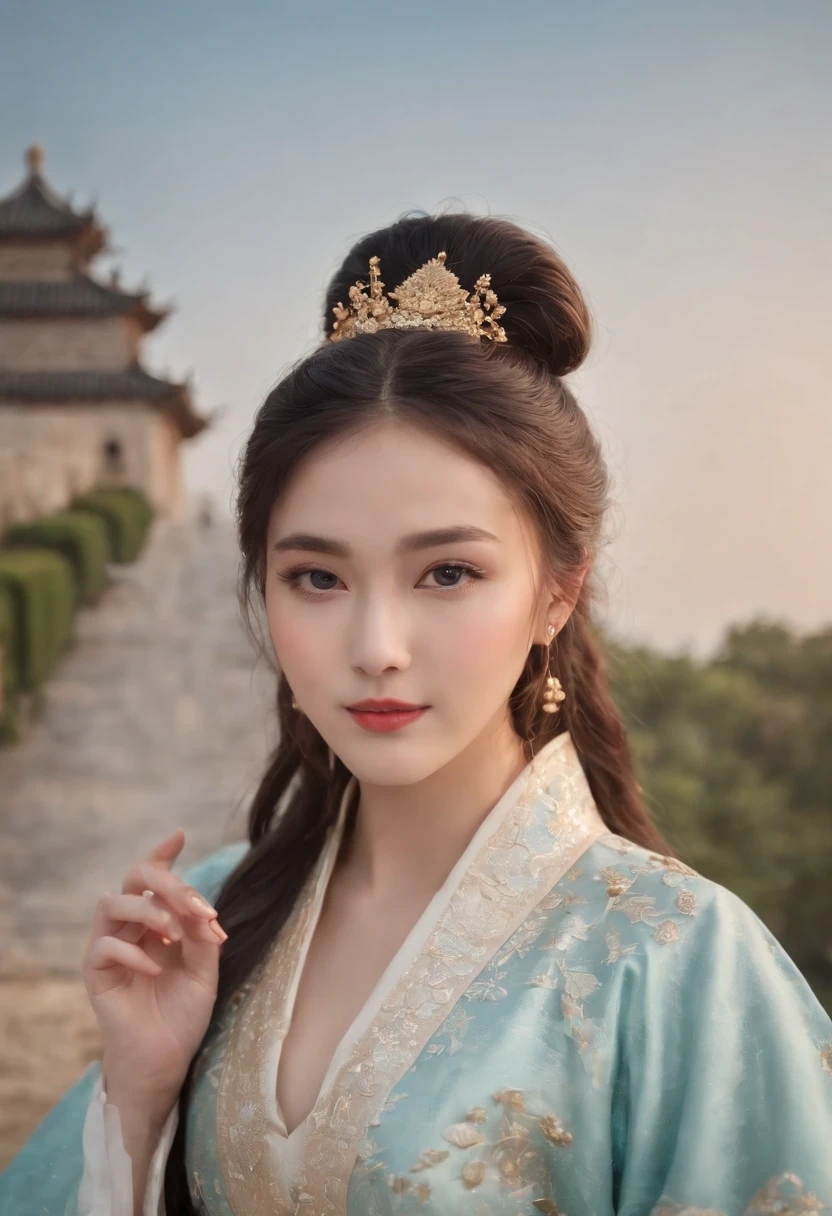 （A girl named Chang'e：1.25），Wear traditional Chinese clothing，Detailed and beautiful face，Chinese Mid-Autumn Festival，standing on the moon，Behind him is a white Chinese palace，Holding a cute rabbit，Look at the earth，Hope to go home，Starry sky and earth as background，（full bodyesbian：1.25），（Faded：1.3），Extremely colorful，（tmasterpiece：1,2），best qualityer，extremely detailed CG  8k wallpaper，best qualityer，A high resolution，Original，extremelydetailedwallpaper，