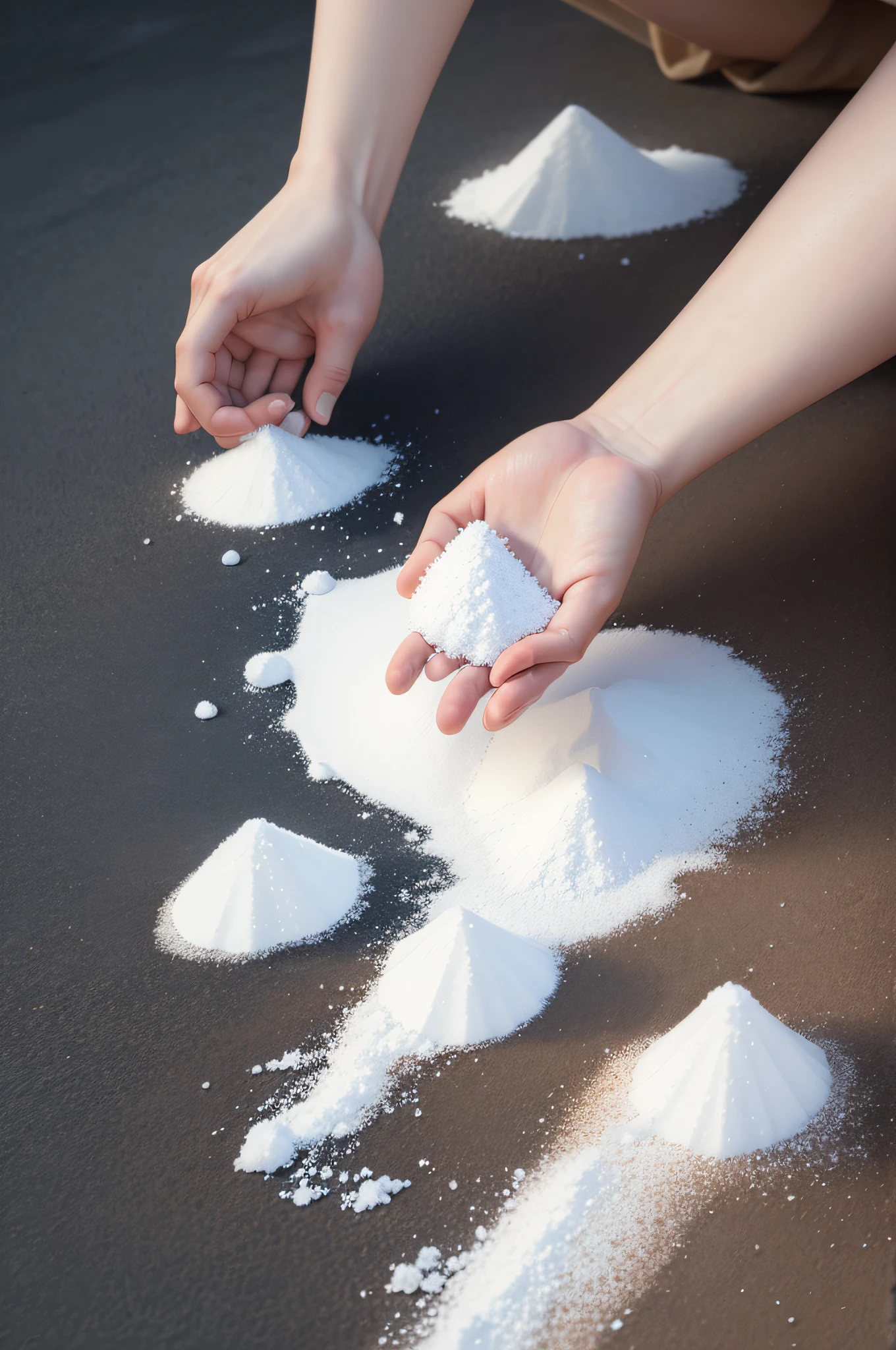 Image of a handful of salt being thrown on the ground.