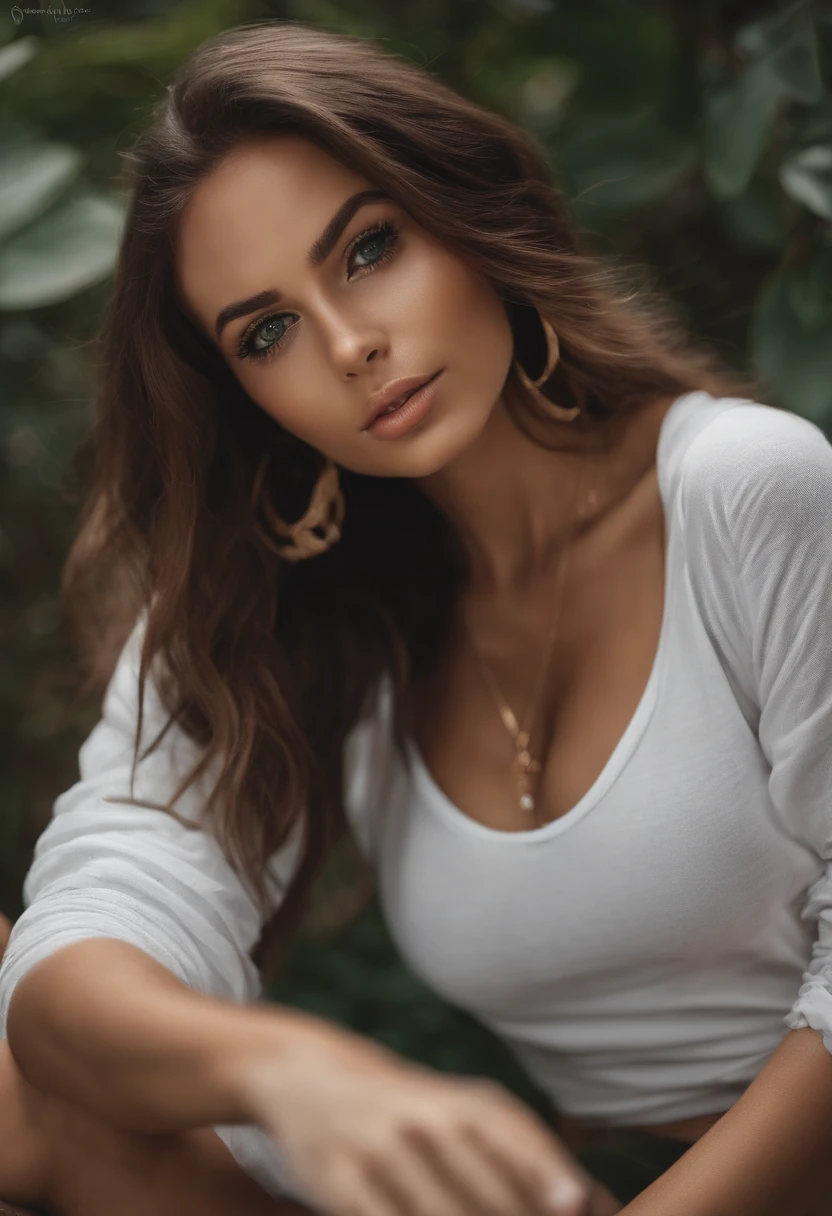 (beautiful black woman:1.5)、Alafed woman with white tank top and necklace, Sexy girl with green eyes, Portrait Sophie Mudd, brown hair and large eyes, selfie of a young woman, bedroom eyes, Violet Myers, without makeup, Natural makeup, Looking directly at the camera, face with artgram, subtle makeup, Stunning full-body shots, Pierced green eyes, beautiful angle, Engaging pose, Cute Girl, Sexy Pose, fully body photo, Full body, full body photographed, brunette goddess, high detailing, Satisfying Pose, Wearing a gray skirt and boots, Skirt, long boots