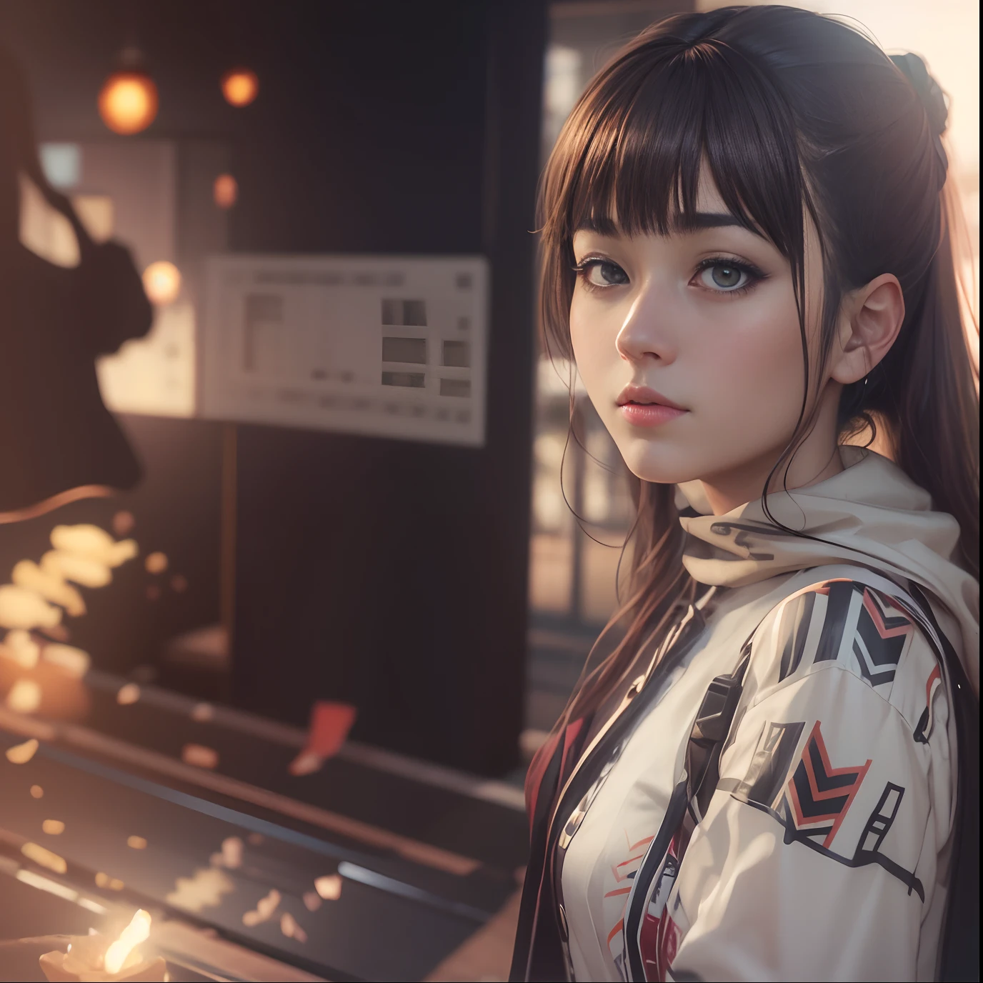 Anime, background Sharp focus, realistic face,8k