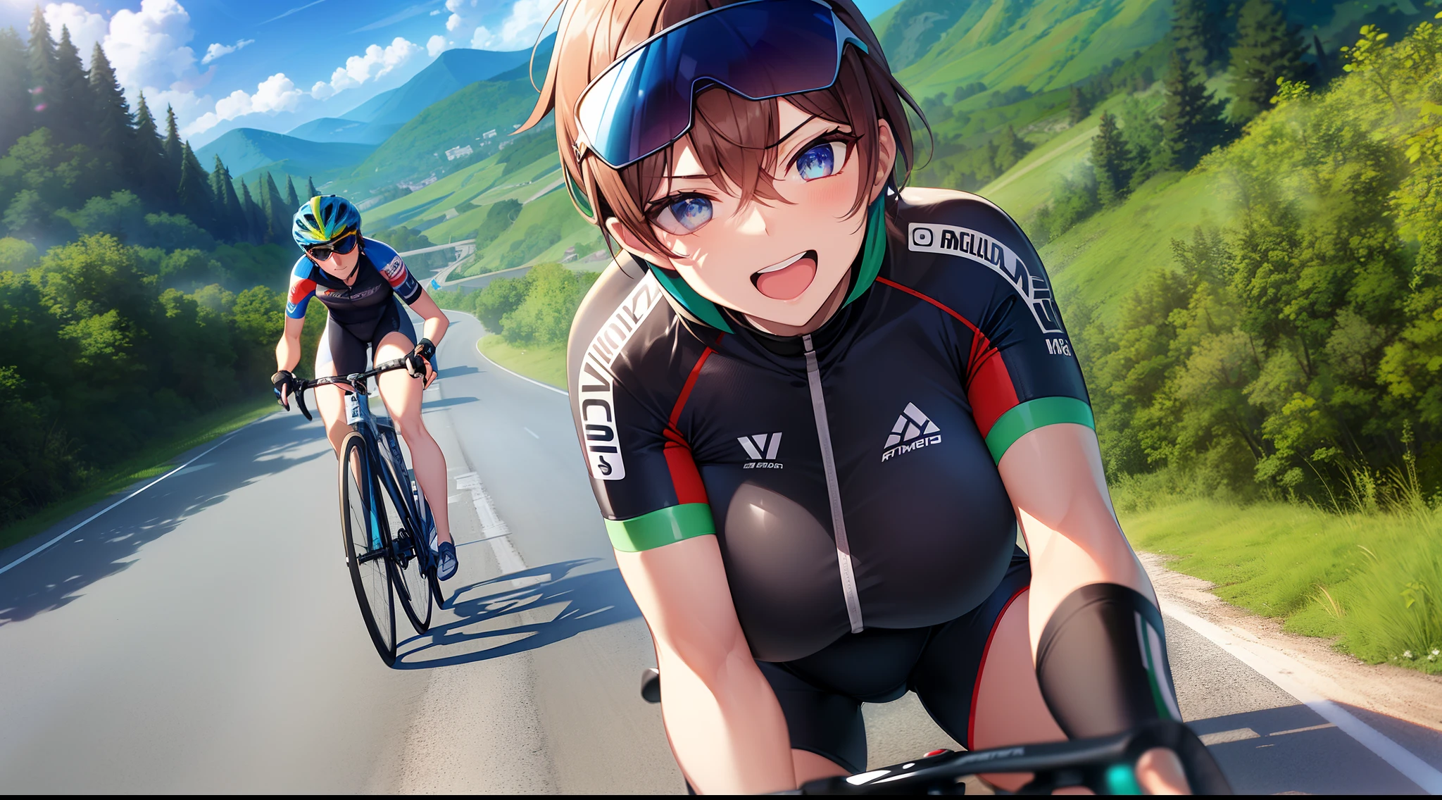 Outrageous resolution、masterpiece++、top-quality++、ultra-definition++、ultra-definition++、4k++、8k++、from side、(Background Focus)++、Dressed woman praises muscular short-haired big breasts riding road bike in road bike racing costume and road bike sunglasses on her head on a mountain road destroying a city、Muscular short-haired huge breasts rune riding a road bike in a road bike racing costume and road bike sunglasses on his head on a mountain road、Muscular short hair big breasts magic riding a road bike in road bike racing costume and road bike sunglasses on the head on the mountain road、Muscular short hair big breasts riding road bike in road bike racing costume and road bike sunglasses on head flying above mountain road、Muscular short-haired big breasts married woman riding a road bike in a road bike racing costume and road bike sunglasses on her head on a mountain road、Muscular short-haired big breasts president riding a road bike in a road bike racing costume and road bike sunglasses on his head on a mountain road、Detailed contemporary art、Contemporary Art Style、BreakMuscular short-haired big breasts witch riding road bike in road bike racing costume and road bike sunglasses on head on beautiful modern mountain road、Muscular short-haired college student riding a road bike in a road bike racing costume and road bike sunglasses on his head on a mountain road、Contemporary Art Behans、Muscular short-haired colossal breasts high school student riding a road bike in a road bike racing costume and road bike sunglasses on his head on a mountain road、Muscular short-haired huge breasts woman riding a road bike in a road bike racing costume and road bike sunglasses on her head on a beautiful mountain road、Muscular short hair huge breasts shards riding a road bike in road bike racing costume and road bike sunglasses on head on shiny floating mountain road、Muscular short hair big breasts riding a road bike in a road bike racing costume and road bike sunglasses on the head on a
