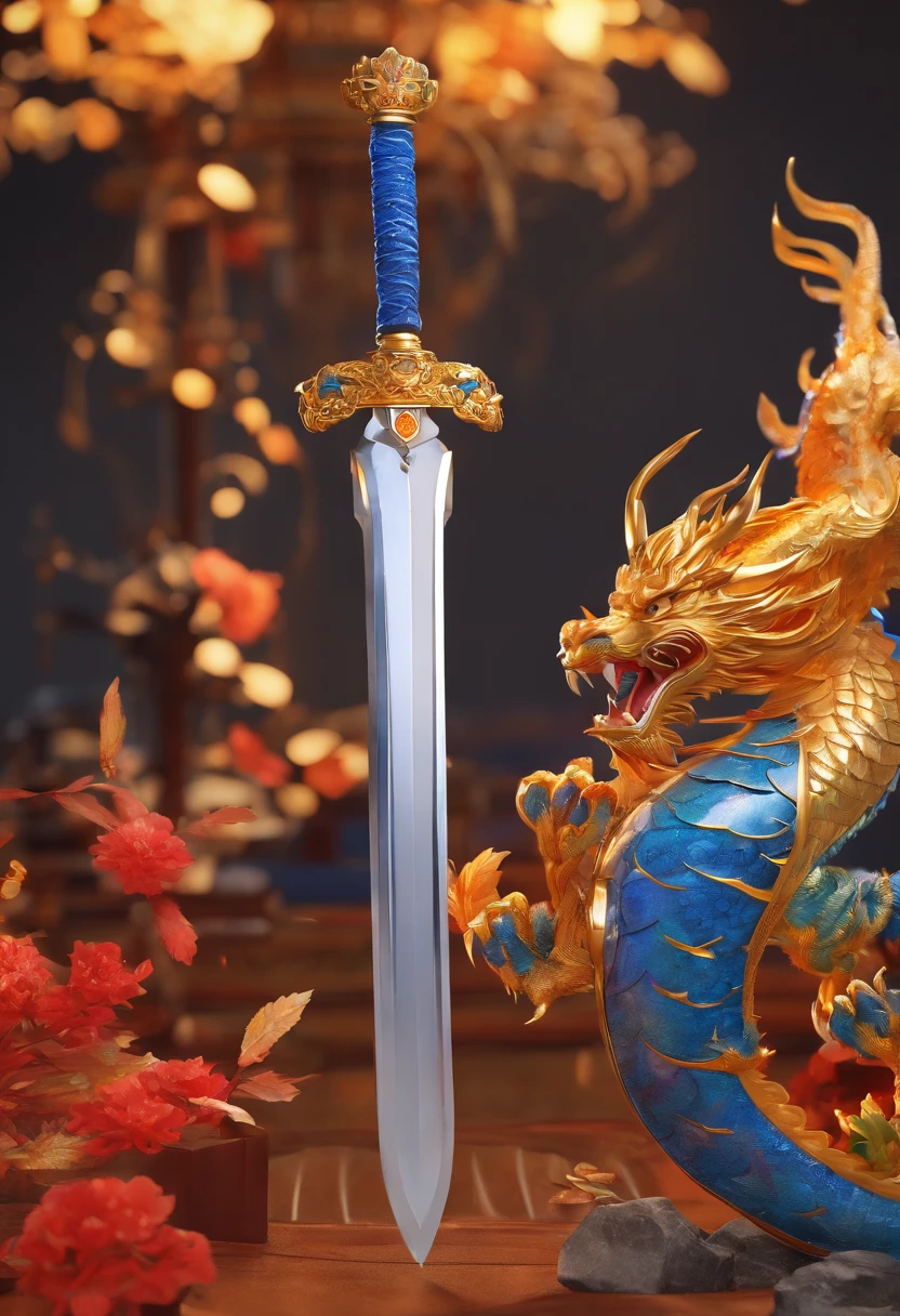 Sapphire sword, Chinese style, Chinese dragons,