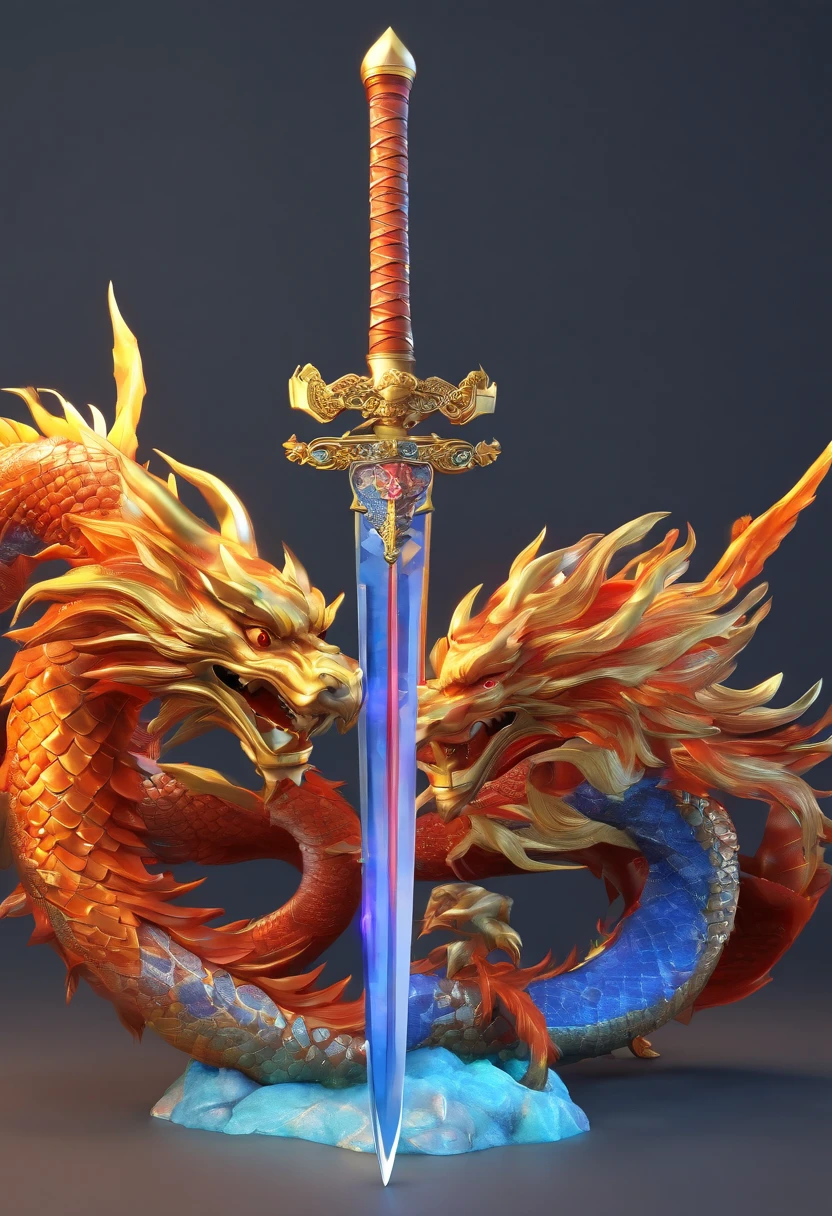 Sapphire sword, Chinese style, Chinese dragons,