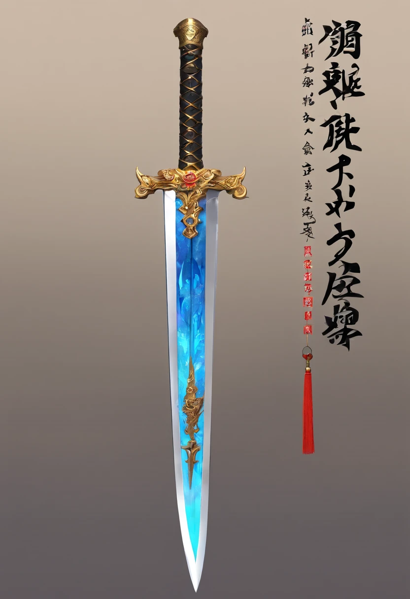 A long black sword inlaid with LEDs,Placed on the table