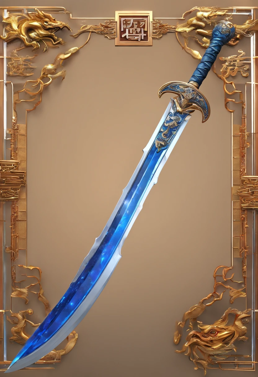 Sapphire sword, Chinese style, Chinese dragons,Floating in the air