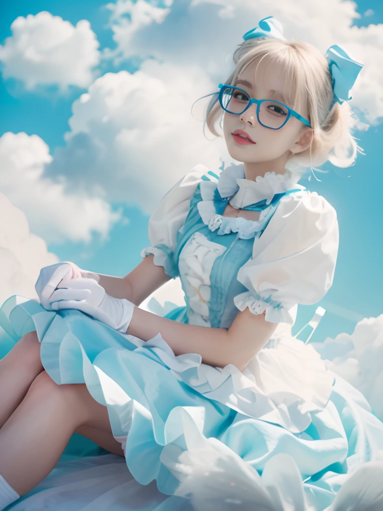 glasses, Baby face:1.3, Neat face