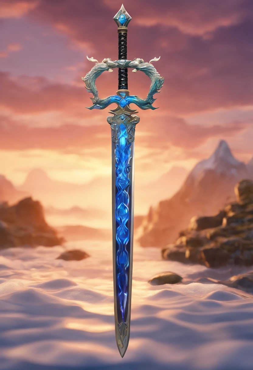 Sapphire sword, Chinese style, Chinese dragons,Floating in the air