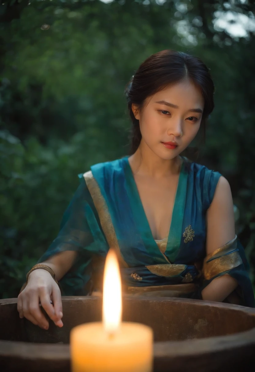 Mica candles have deep shadows,The long river gradually fell,The stars sank。
Chang'e should repent for stealing the elixir,Blue sea and green night heart。