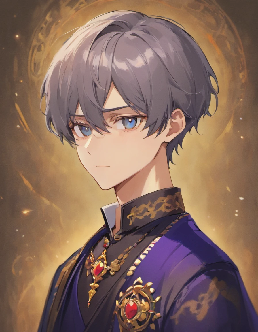 a close up of a man wearing a suit and a necklace, delicate androgynous prince, anime key visual of elegant, beautiful androgynous prince, handsome prince, taisho roman, aristocratic appearance, hajime yatate, key anime visuals, machiavellian puppetmaster, dignified aristocrat, aristocratic, inspired by Bian Shoumin, manhwa historical, handsome, dark grey hair,Royal cloth style, medieval Europe, European prince