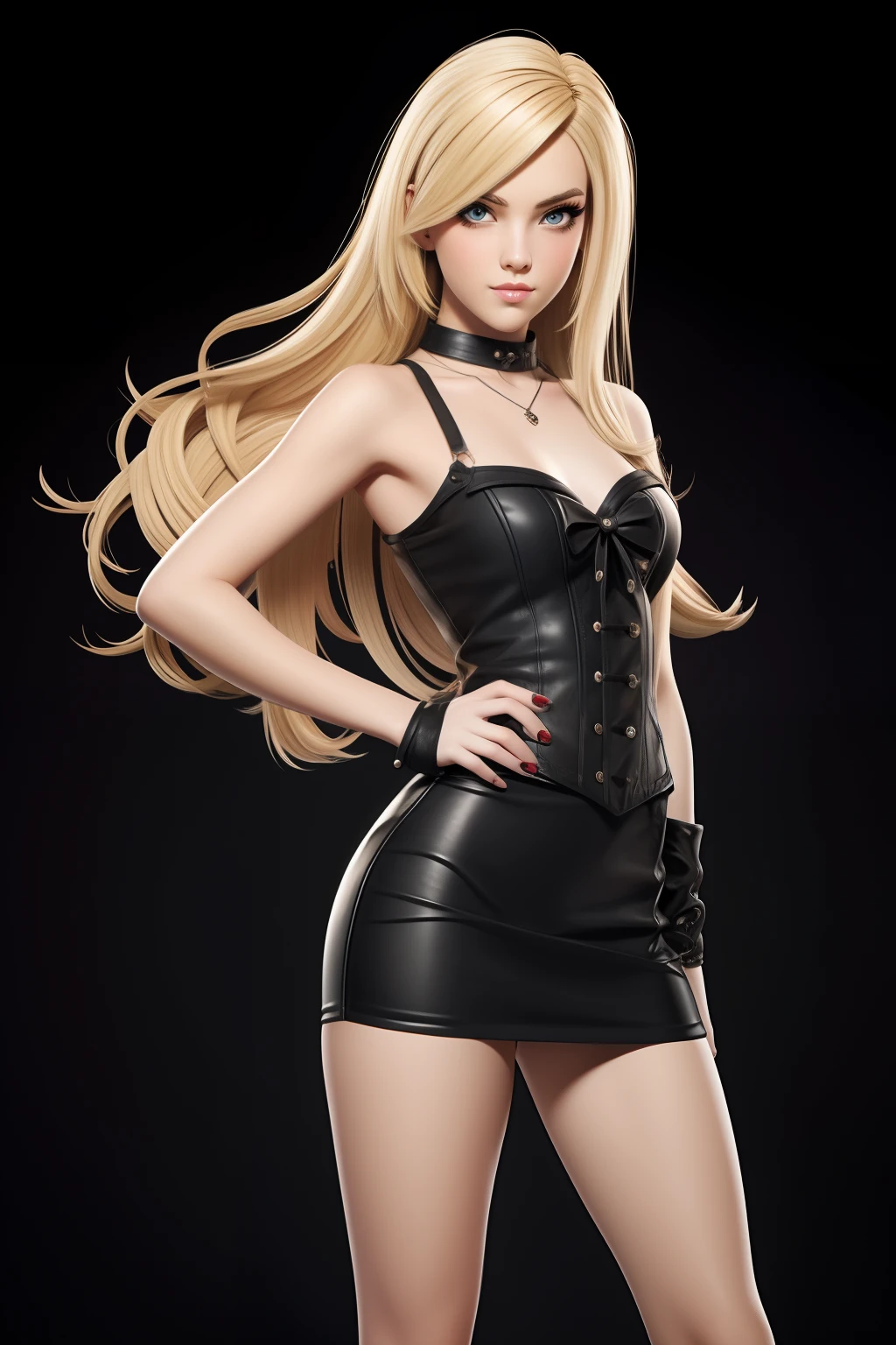 Blonde long hair high school girl、Red eyes、Stage Costumes、Jacket、Dance with excitement、microphone