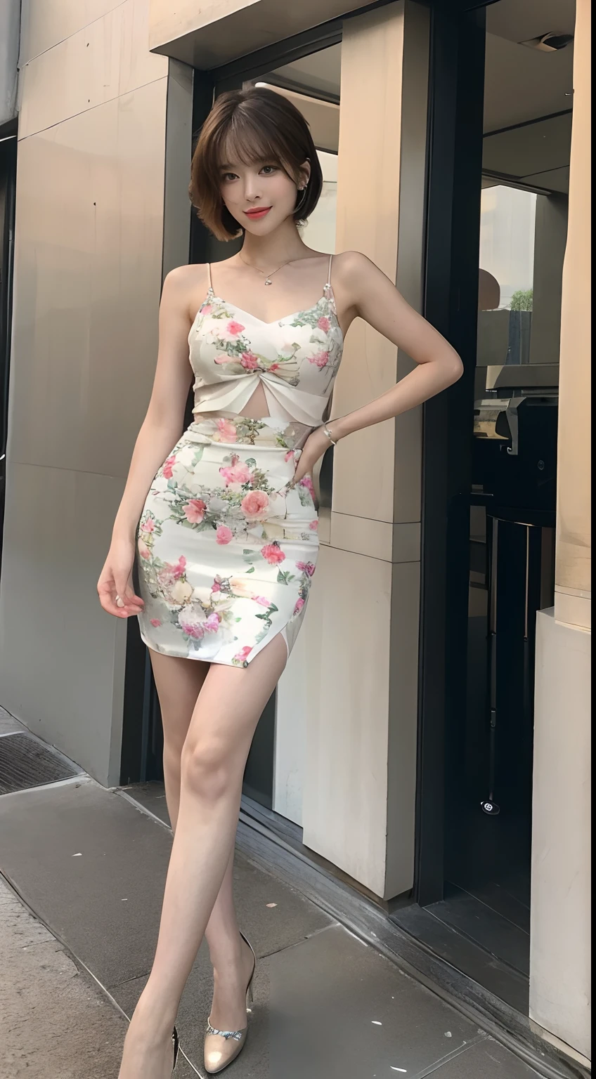 corpo todo, a a woman em um vestido with a ponytail, cara bonita!!, Garota bonita, olhar intenso, no fundo, cena maravilhosa, mulher deslumbrante, cara bonita, muito atraente e bonito, print ready, Um atrativo, em um vestido, intense combustion, muito extremamente lindo, beautiful appearance, bela , lindo