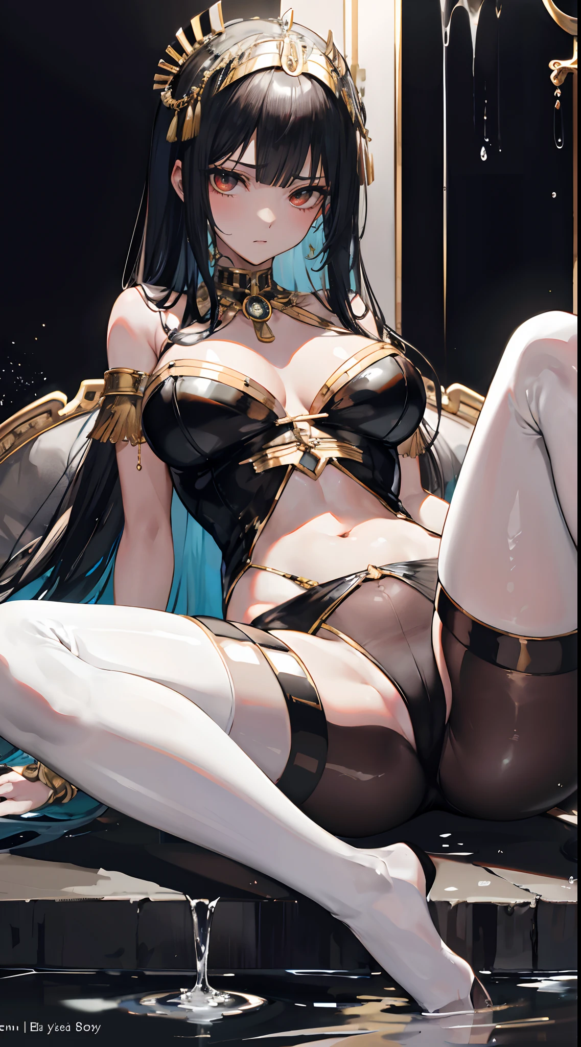 Cleopatra, the feet,is shy, Feet,clear liquid,Bigchest,soaking wet,There is no lower limit,black lence stockings,a queen,leather pant,The expression is arrogant,Sit and open your legs,Condescending,sneering