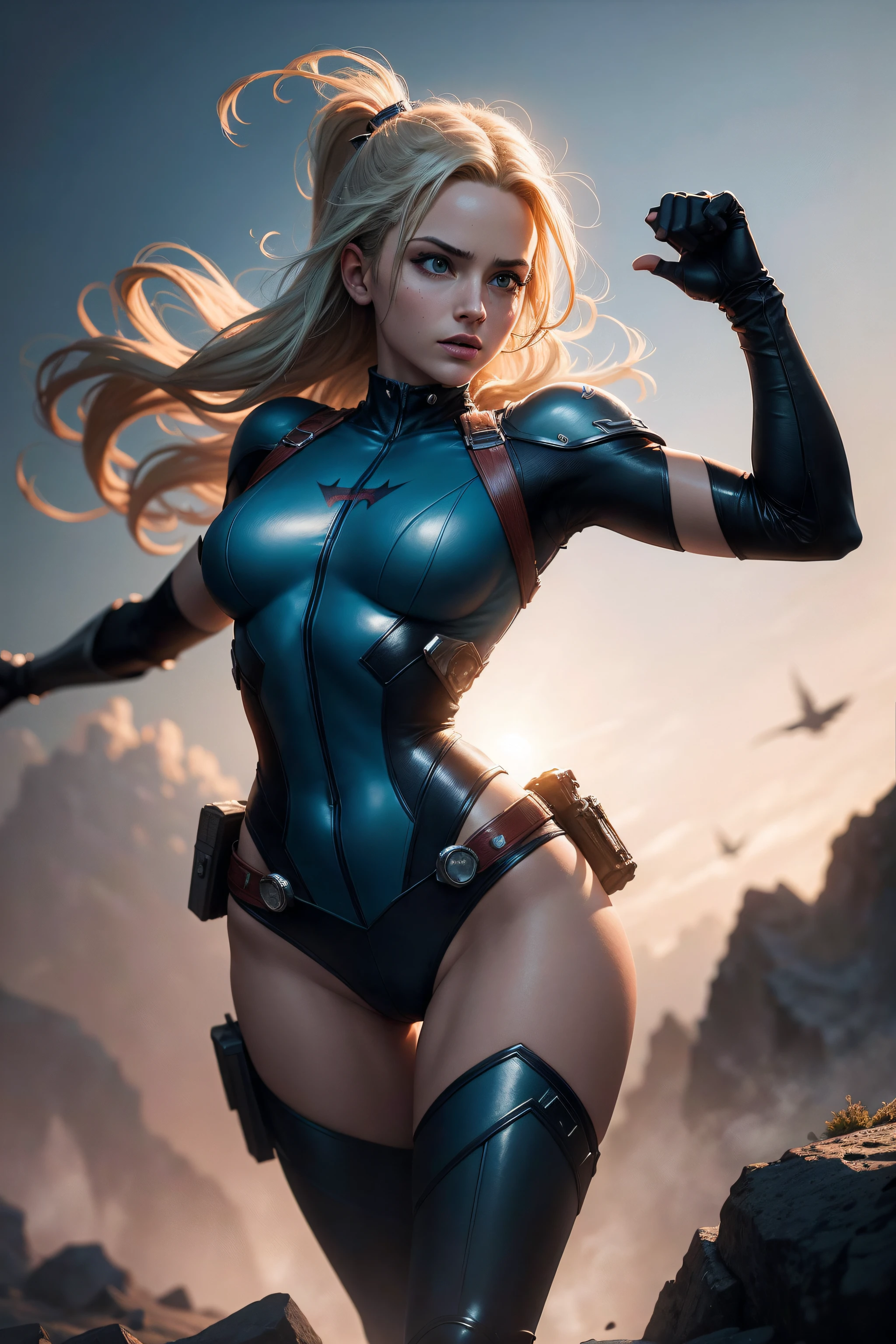 breathtaking Cinematic scene, hero view,, action pose, detailed background, Harley Quiin, best quality, high quality, highres, absurdres . award-winning, professional, highly detailed-neg: worst quality, low quality, normal quality, lowres, blurry, ugly, deformed, noisy, blurry, distorted, grainy
