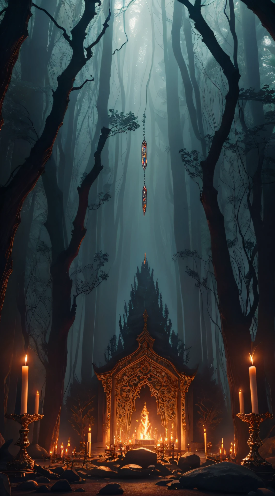 (best quality,highres,masterpiece:1.2),ultra-detailed,realistic,illustrate,a mystic society of Eldoria inhabitants, gathered around,a glowing,ancient artifact,medieval,fantasy,magical atmosphere,elaborate architecture,tall spires,ornate decorations,enchanting music,glimmering lights,dark shadows,mysterious figures,different species,races and creatures,ornate costumes,richly adorned robes,elven warriors,graceful movements,floating orbs of light,magical runes,ancient script,ethereal glow,vibrant colors,bright jewel tones,eerie ambiance,hazy mist,magical energy,thick forests,twisted trees,enchanted creatures,humming sounds,whispering voices,crackling fire,candles flickering,dusk,eerie silence,sense of anticipation,suspended animation,otherworldly realm,fantastical details,sense of wonder,wisps of magic,spellbinding,transcendent experience.