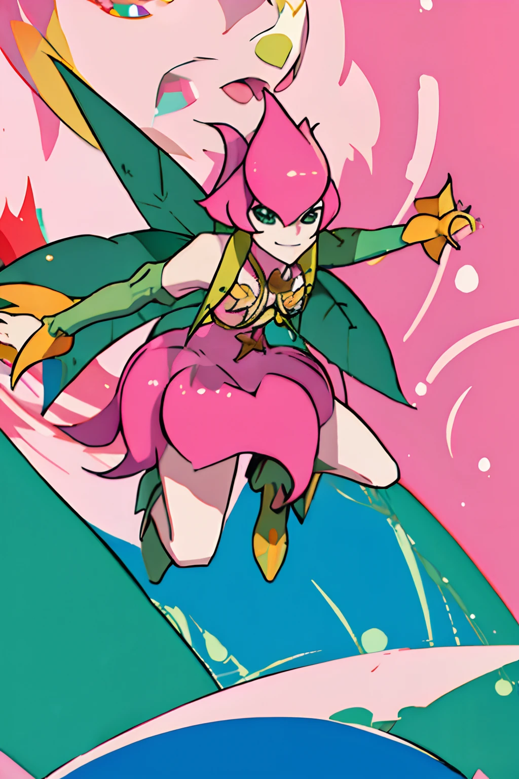 ((masterpiece)), best quality, digimon_lillymon, full body, dynamic pose, smile, full body, ((Male))