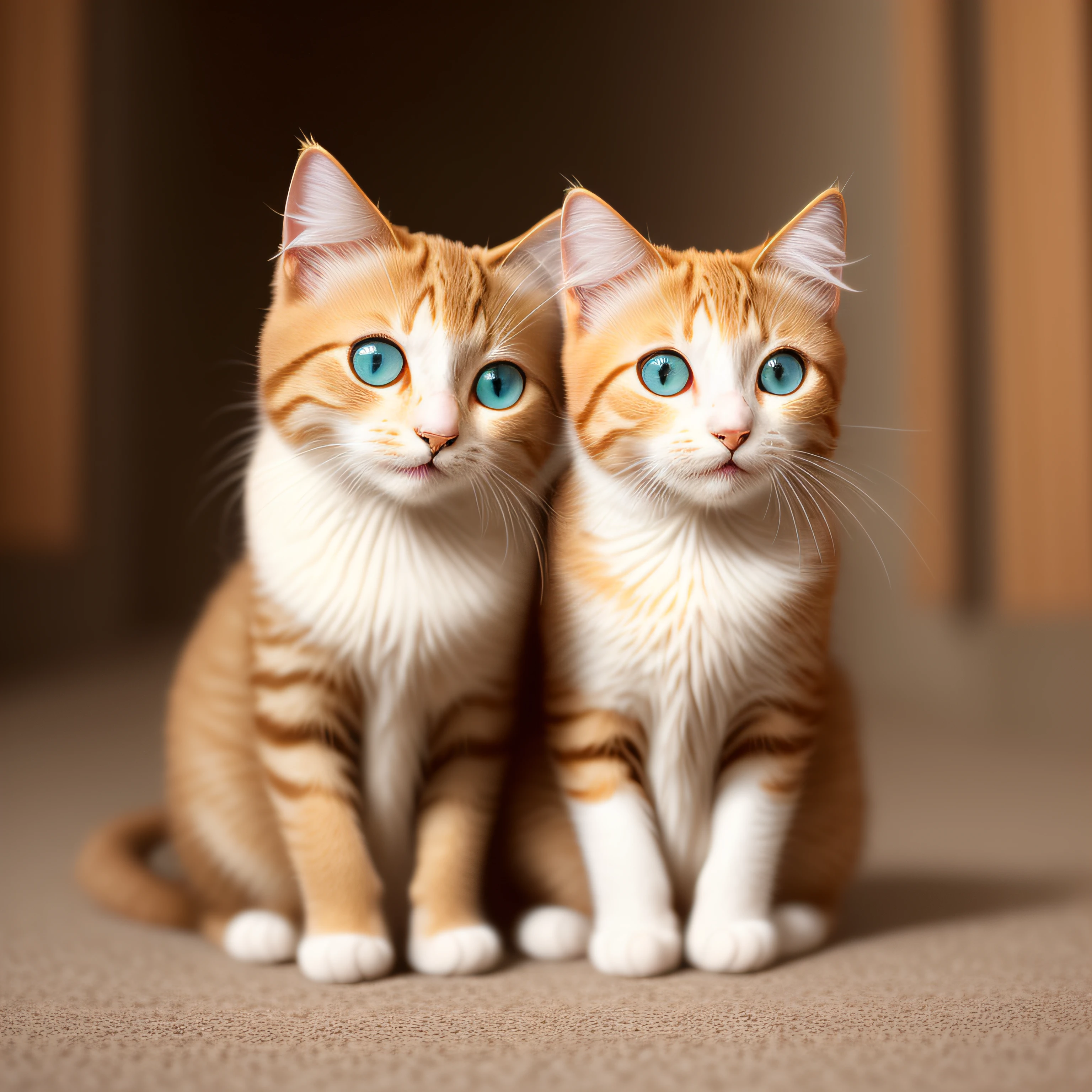 Two cute golden gradation cats
