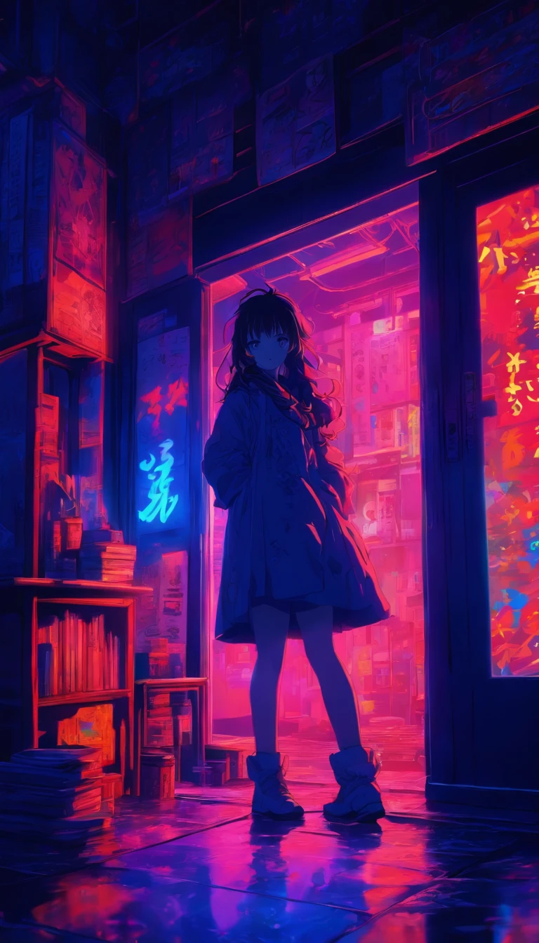 Night scene lighting black light room, hyper HD, correct, textured scenery, Super detail, High details, High quality, High resolution, 8K, hyper HD, Textured scenery, Super detail, High details, High quality, Best quality, 8K, Leishnampo, Room 2, Horror.