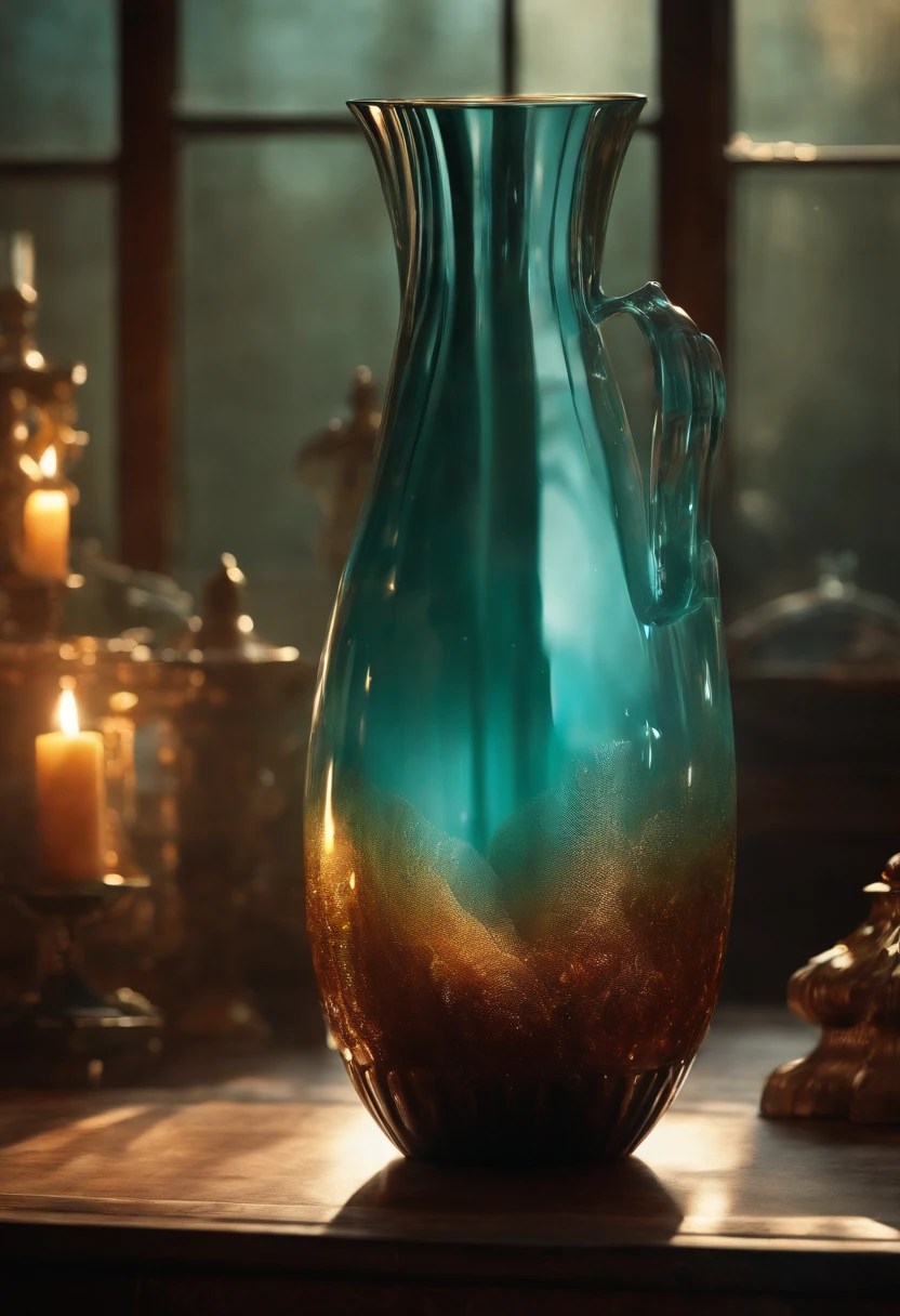 The theme is a digital antique of the surreal future,。glass,llight rays,Reflectors,A high resolution,real textures,High quality vase!!!