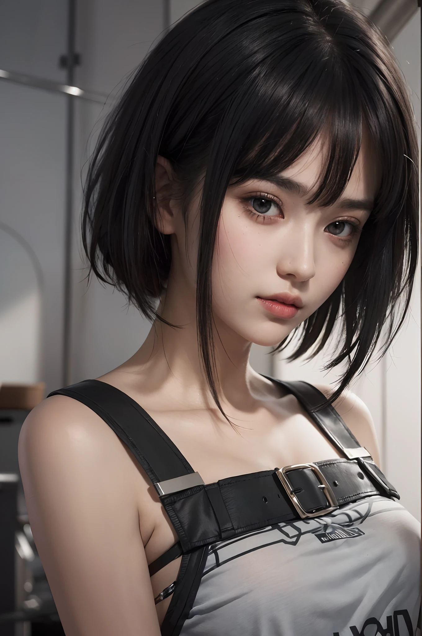 (8k, Realistic, RAW Photos:1.4, highest quality: 1.3), (One Girl), Very beautiful, (Realistic Face), (boyish, Silver color very short hair), beautiful cyberpunk suit, A brilliance that captivates the viewer, beautiful expression, beautiful breasts, (Realistic Skin), beautiful...