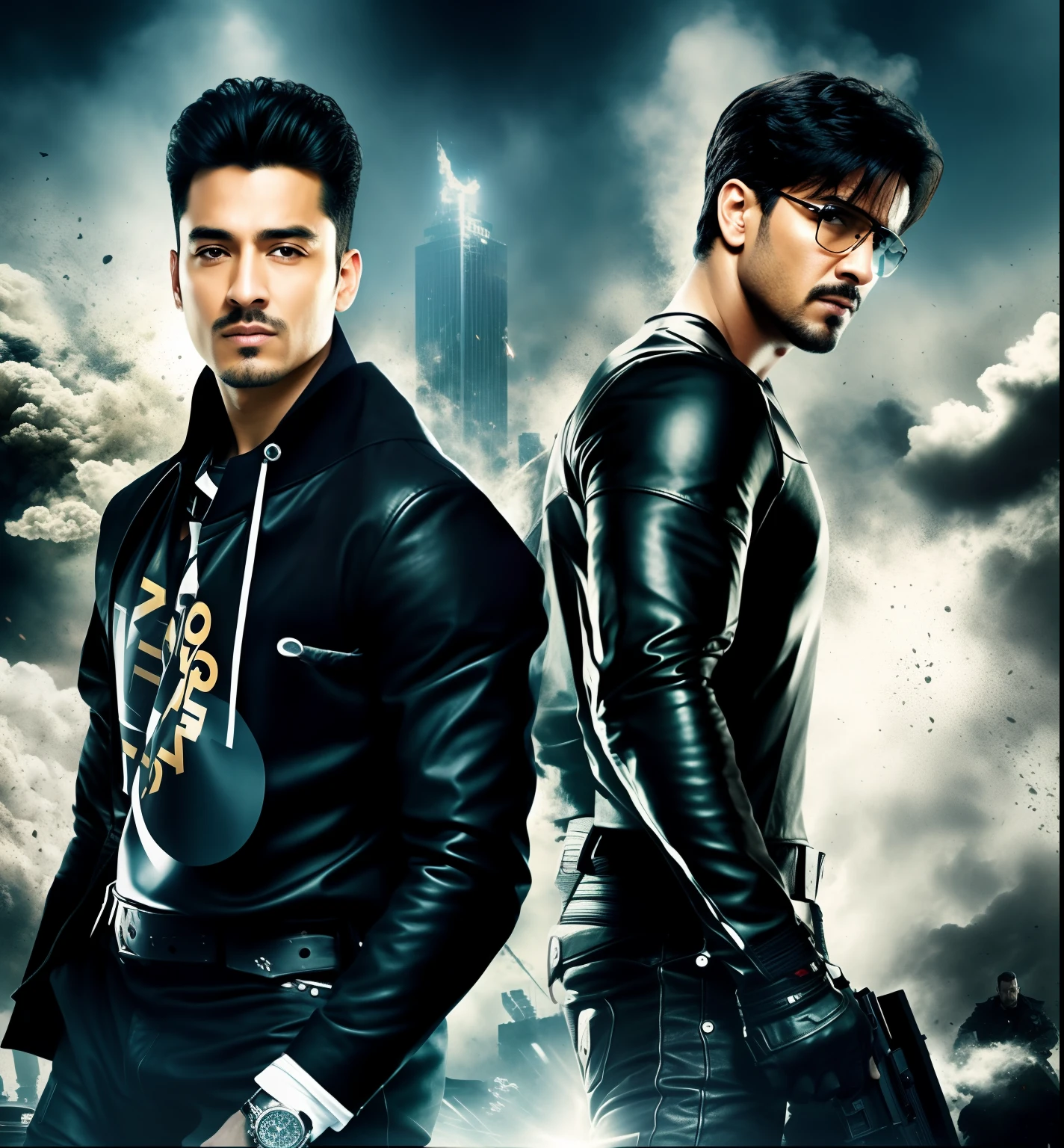 there are two men standing next to each other in a movie, movie poster character, movie promotional image, edited, mobile wallpaper, profile pic, biopic, action film, hd wallpaper, detailed background, by Daryush Shokof, background, accurate depiction, stylish pose, live action movie, fan art, hd movie photo, badass composition, wallpapers